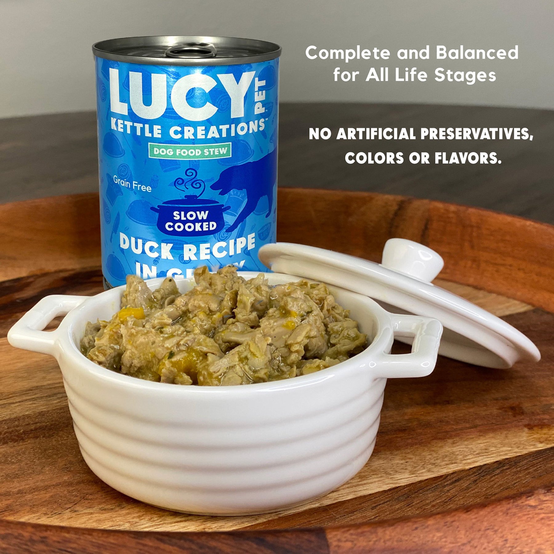 Lucy Pet Products Kettle Creations Duck Recipe in Gravy Wet Dog Food, 12.5-oz can, case of 12