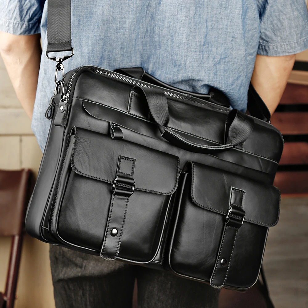 2025S New Free Shipping Designer Bag JOYIR Leather Briefcase 15.6-inch Laptop Mens Office Business Shoulder Messenger Bag Handbag