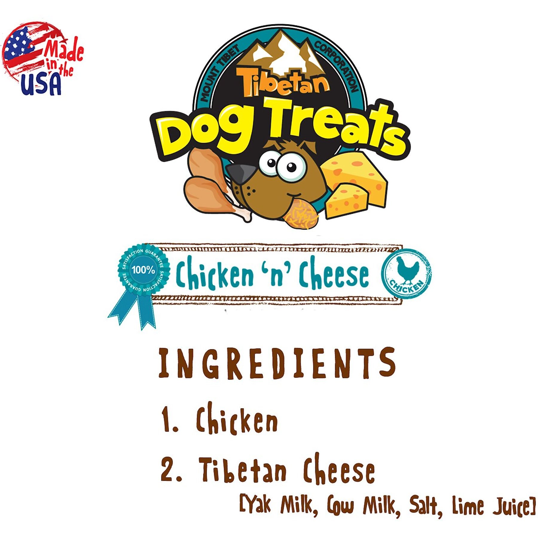 Tibetan Dog Treats Chicken 'n' Cheese Grain-Free Dehydrated Dog Treats, 3.5-oz pouch