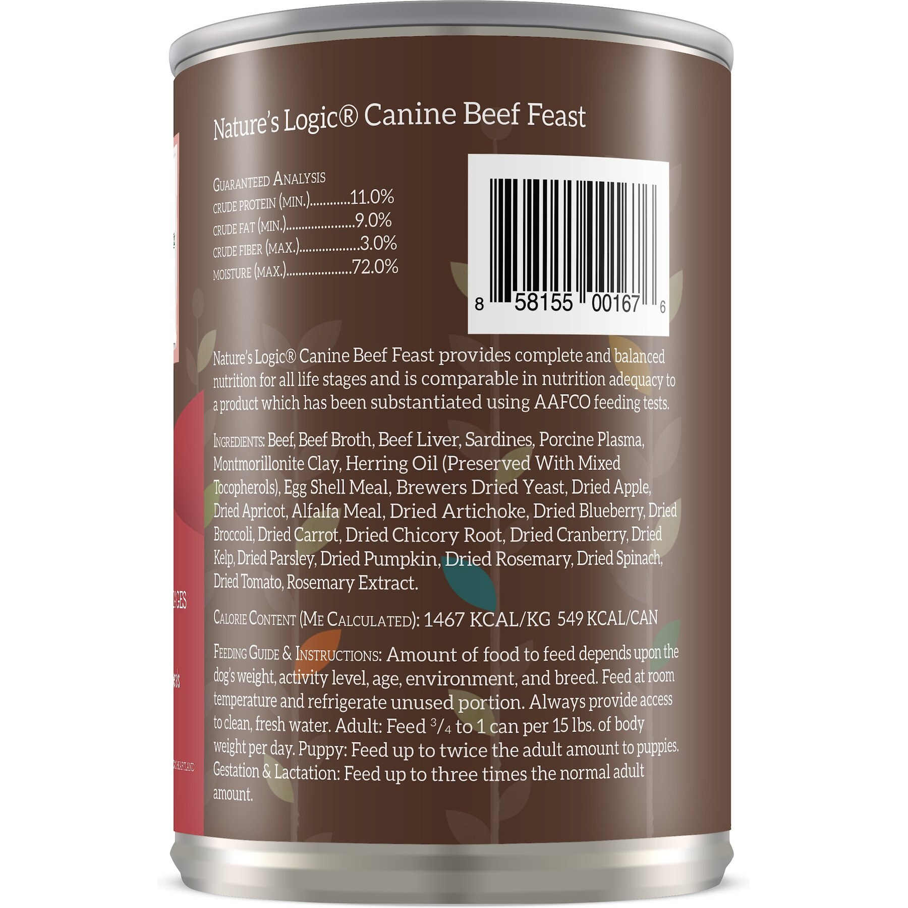 Nature's Logic Canine Beef Feast All Life Stages Grain-Free Canned Dog Food