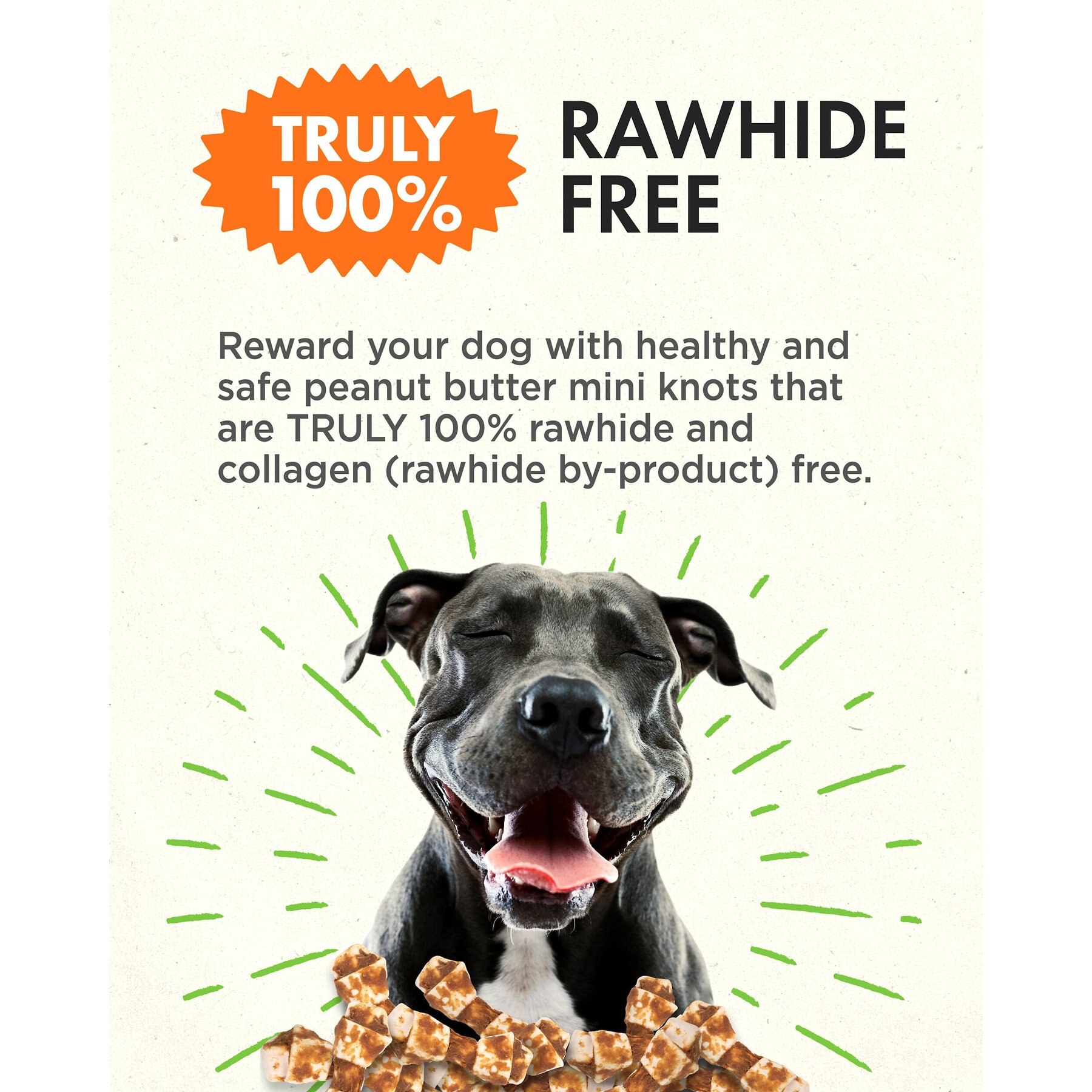 Canine Naturals Hide Free Peanut Butter Mini Knot Dog Chew Treat, 12 count