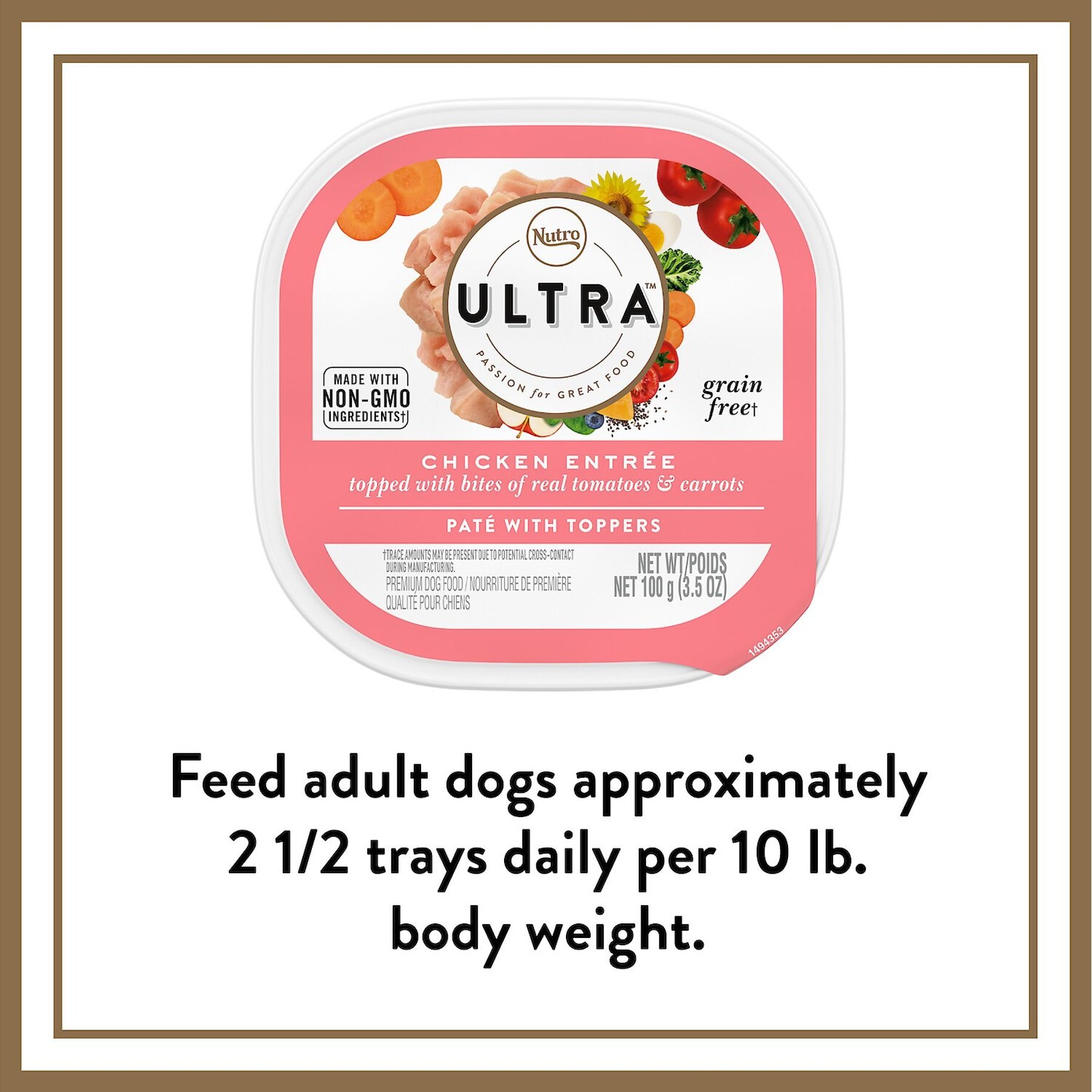 Nutro Ultra Grain-Free Chicken Entree Pate with Tomatoes & Carrots Adult Wet Dog Food Trays
