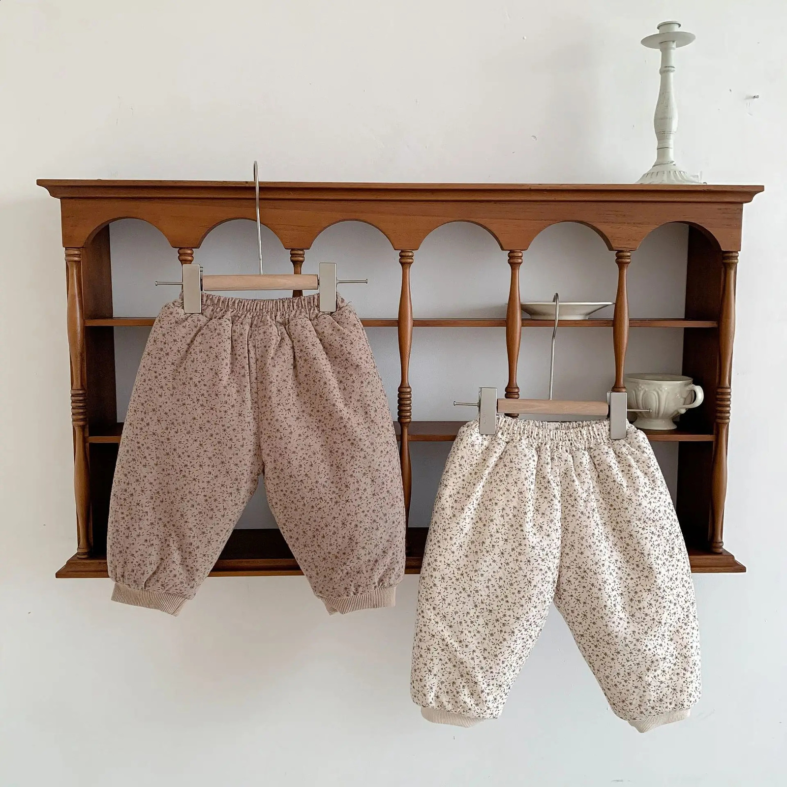 Winter Korean Baby Girl Pants Cotton Loose Thick Warm Paradigm Baby Girl Trouthers Preschool Girl Set 241121