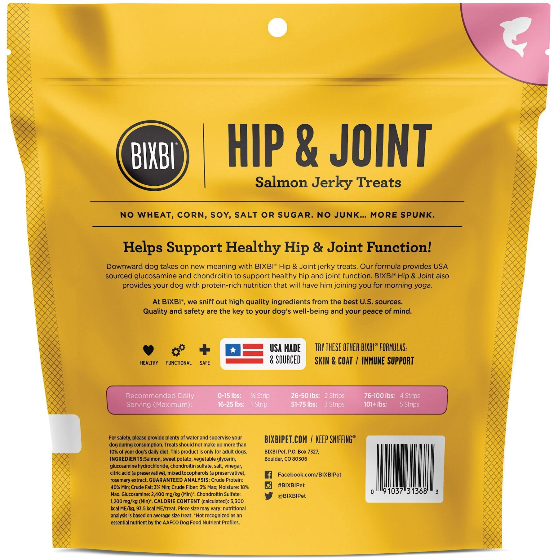 BIXBI Hip & Joint Salmon Jerky Grain-Free Dog Treats