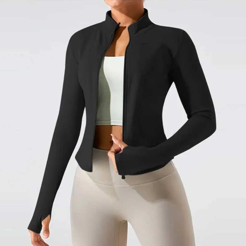 Zippers Sports Jackets for Women Yoga T-shirts Fit Coat Casual Long Sleeve Gym Tops Tight Clothing Slimming Running BlousesXJ250228