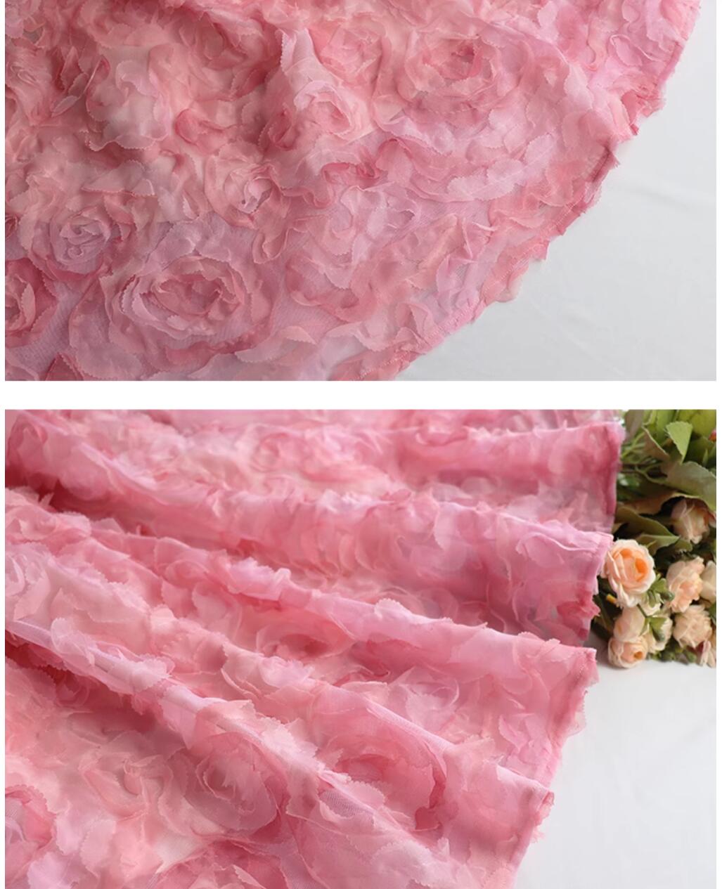 Female elastic waist rose flower gauze fashion French elegant ball dress long skirt pink purple 2 color SL