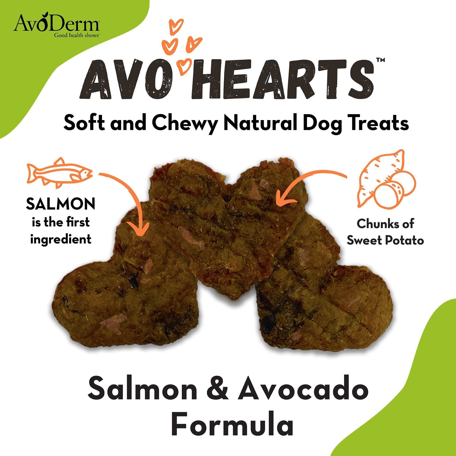 AvoDerm AvoHearts Salmon & Avocado Formula Dog Treats, 5-oz bag