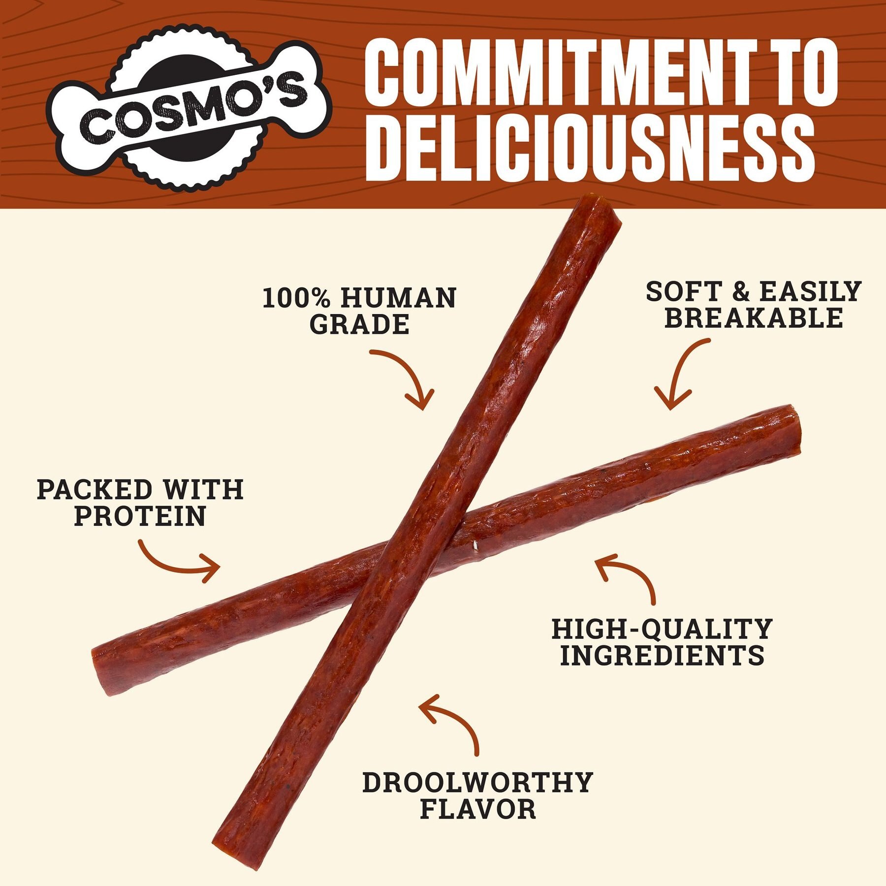 Cosmo's Snack Shack Savory Sticks Pork Barbecue High-Protein Jerky Dog Treats, 24 count
