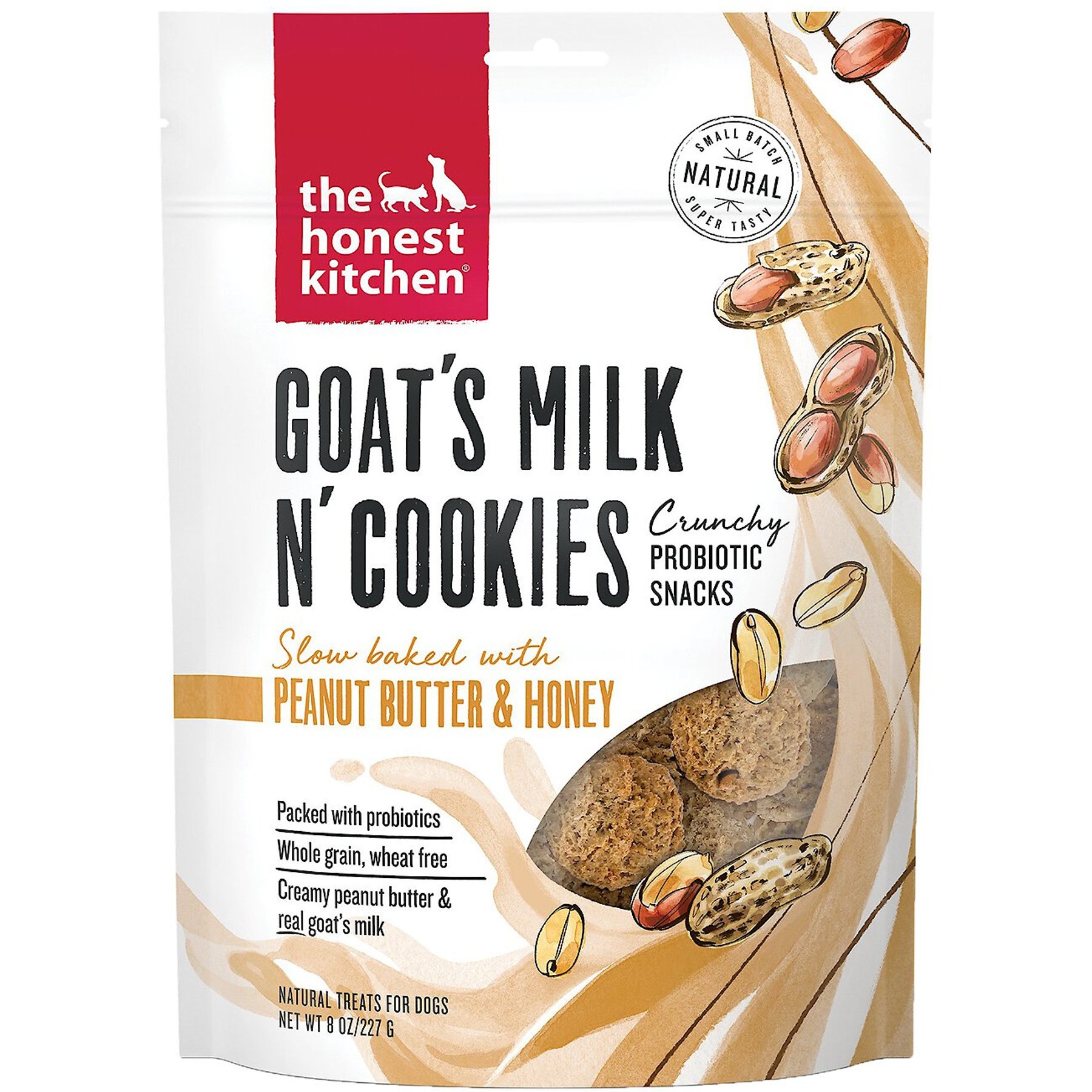 The Honest Kitchen Goat's Milk N' Cookies Slow Baked with Peanut Butter & Honey Dog Treats, 8-oz bag