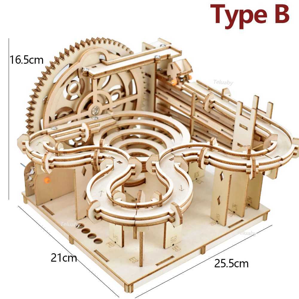 3d Wooden Puzzle Marble Runs Mechanical Puzzles Self Assembly Toy STEAM Educational Toys Model Building Kits for Kids Adult GiftXJ241120