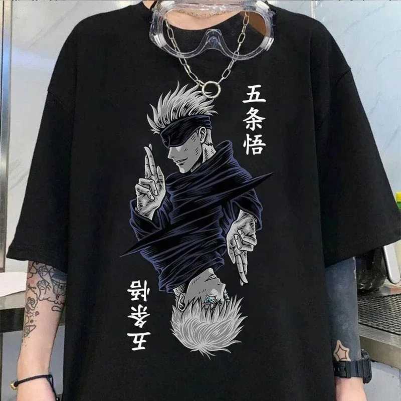 Men's T-Shirts Fashion Jujutsu Kaisen Satoru Gojo Anime Printed T Shirt Summer Oversized T-shirt Women Crew Neck Short Slve Harajuku Y2k Ts Y2404