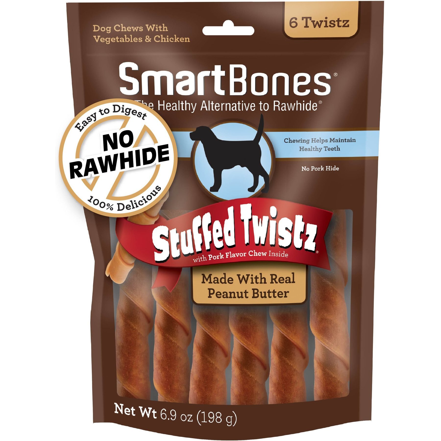 SmartBones Stuffed Twistz Peanut Butter Chews Dog Treats
