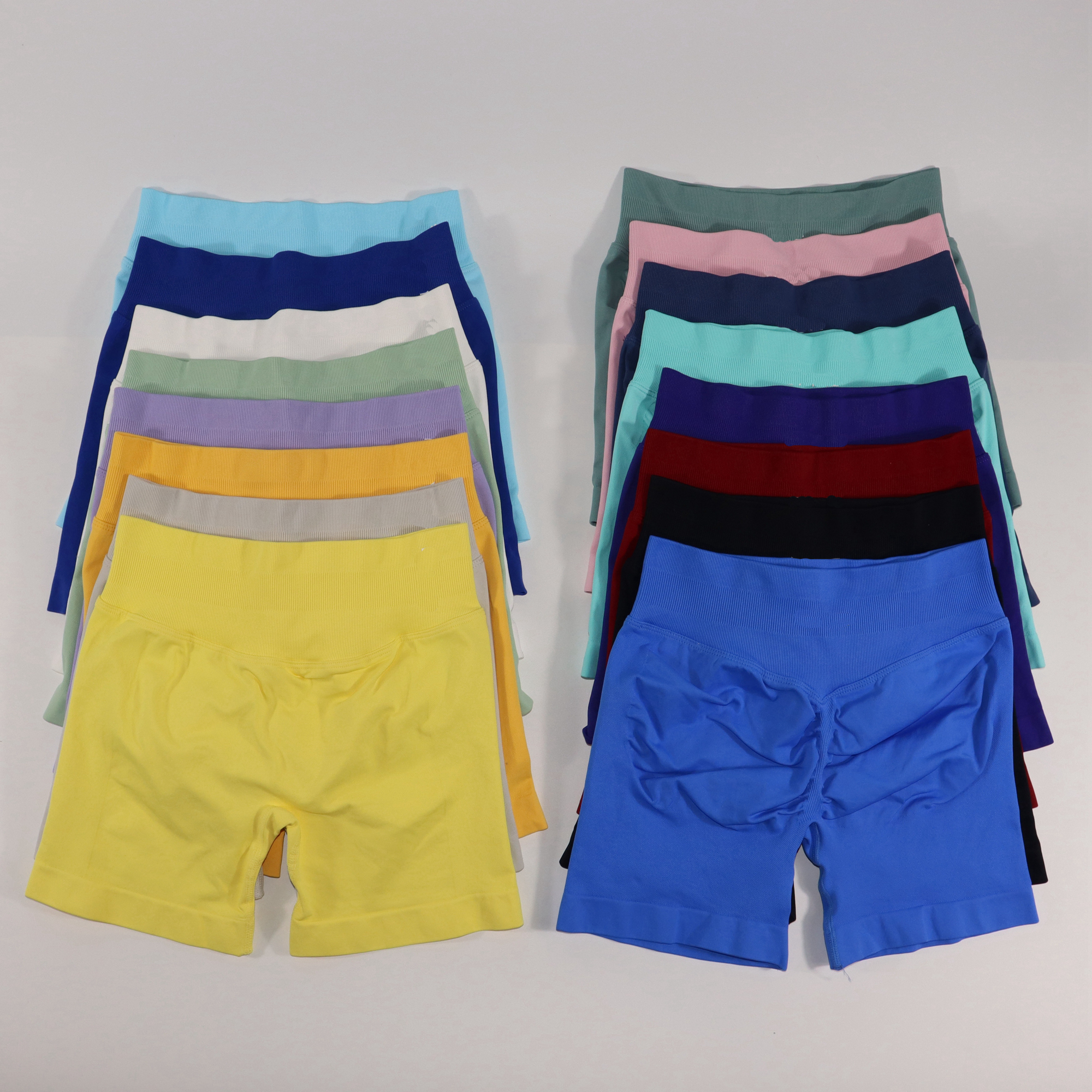 Women Sport Shorts 4.5" Low Ribbed Band Yoga Shorts Seamless Flex Scrunch Bum Workout Gym Shorts Yoga Booty Running Short Pants