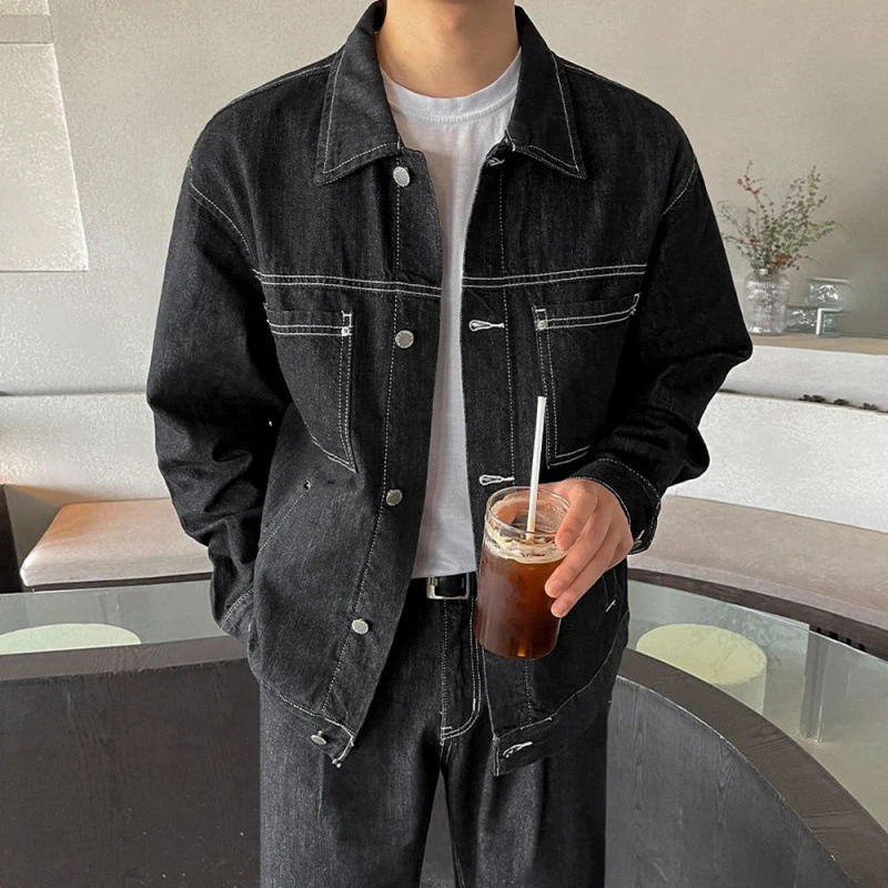 IEFB Autumn Trend Mens Denim Set Korean Style Fashion Jean Jacket Suits Straight Leg Casual Jeans Street Two Piece 9C1030 240415