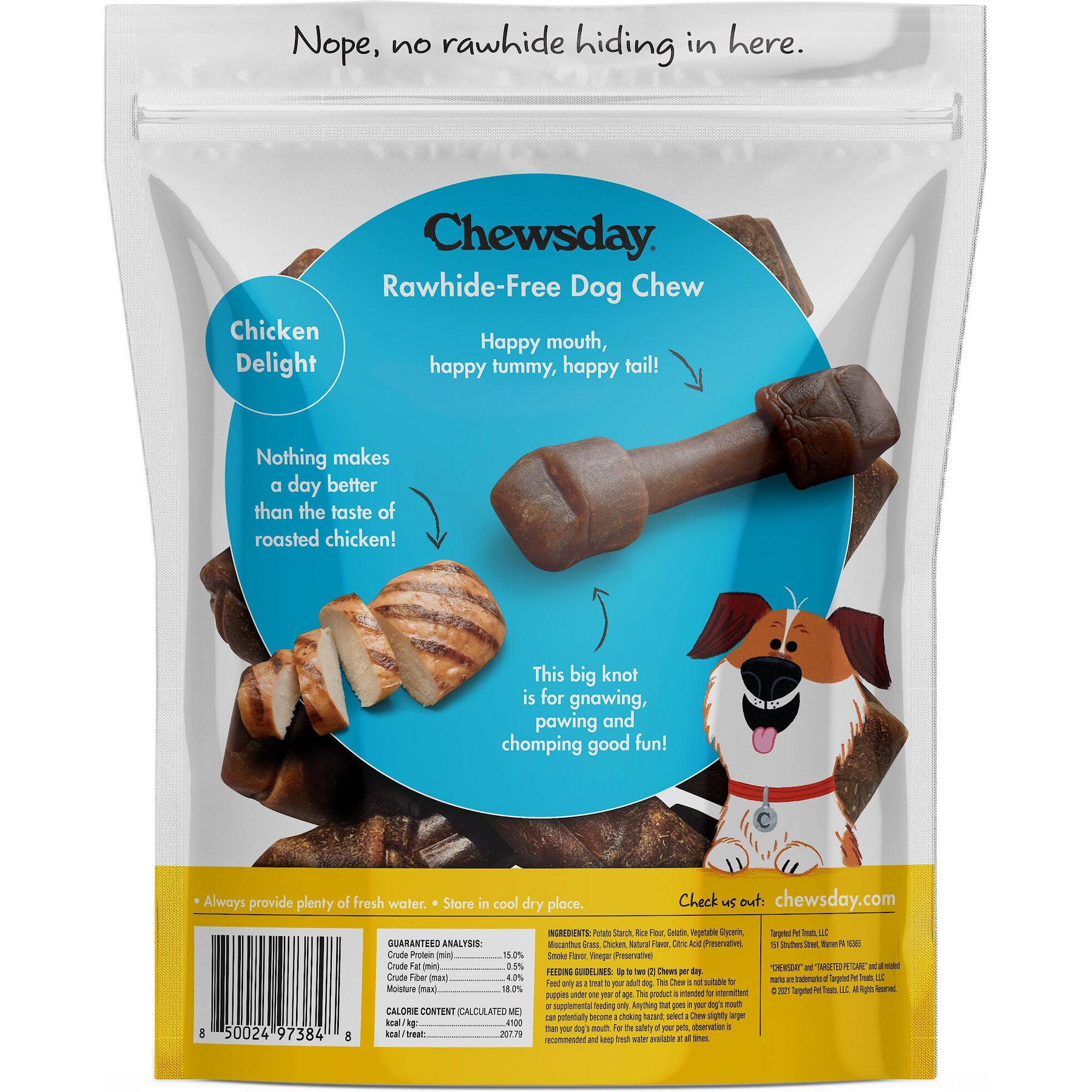 Chewsday Chicken Delight Chew Bones Rawhide-Free Dog Hard Chews, 7 count, Small