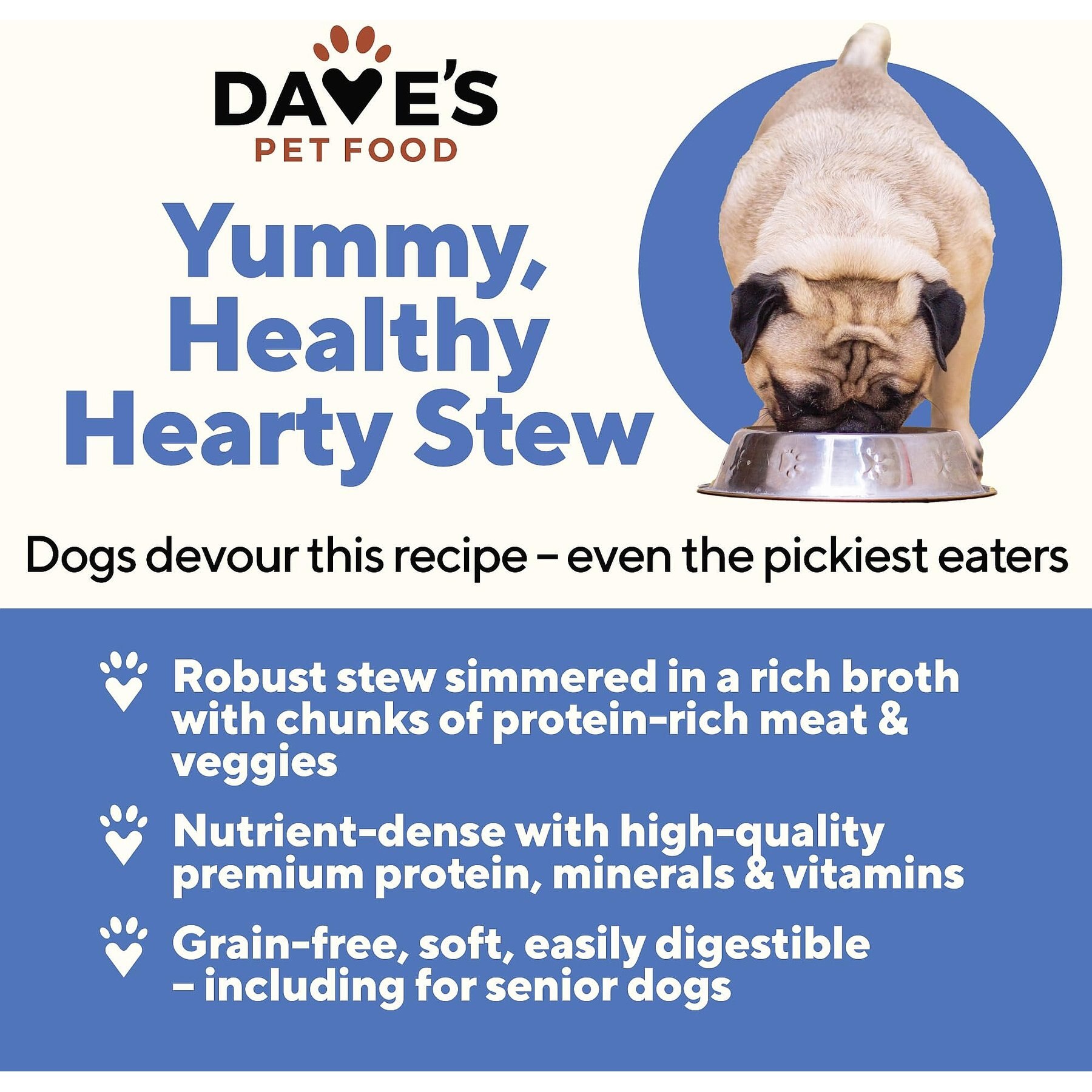 Dave's Pet Food Stewlicious Beef & Vegetable Stew. Grain-Free Canned Wet Dog Food, 13.2-oz, case of 12