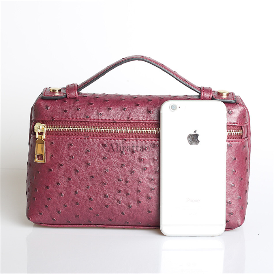 Alirattan New PU Leather For Women Fashion Designer Ostrich Pattern Handbag Custom Party Makeup Clutch Bag