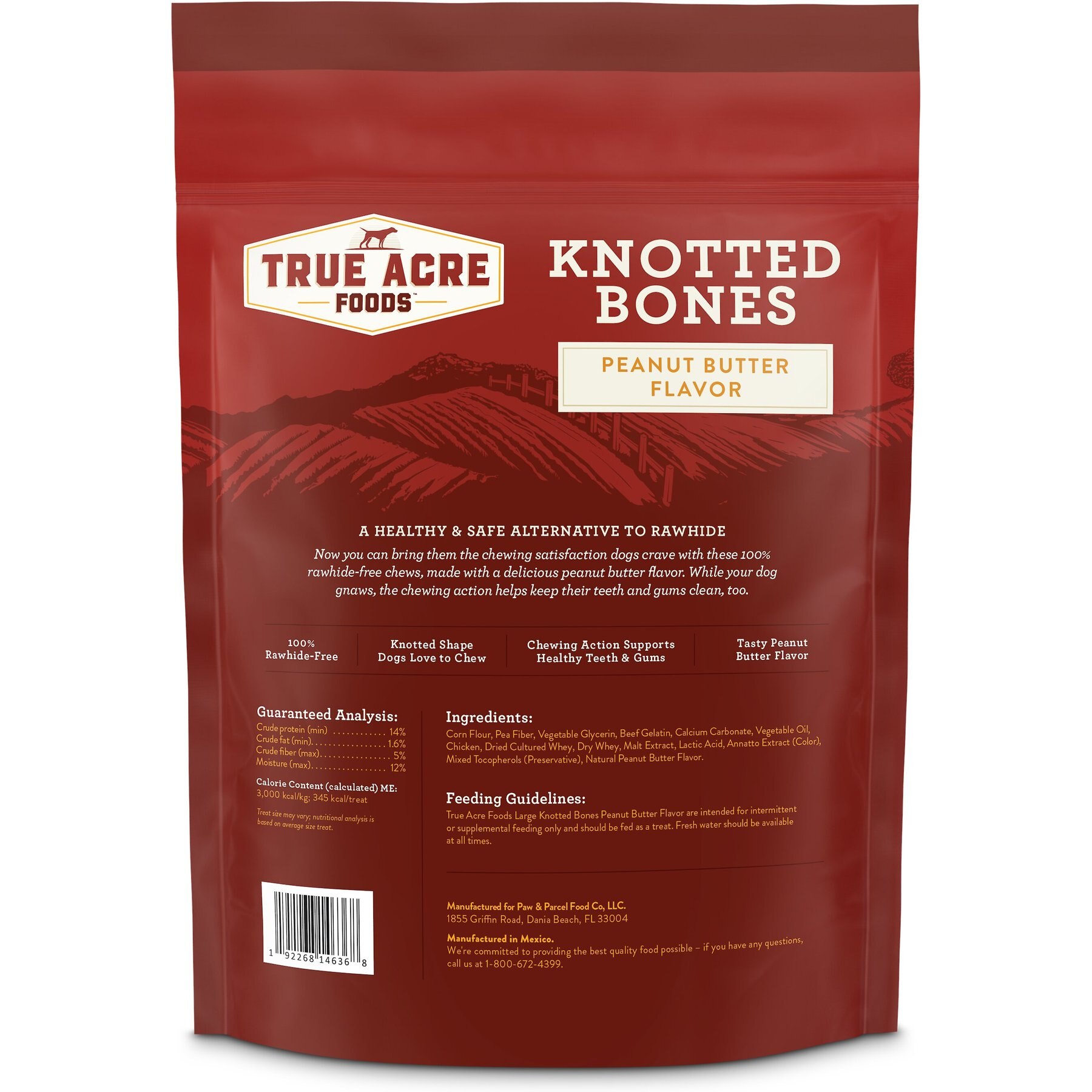 True Acre Foods, Rawhide-Free, Knotted Bones, with Natural Peanut Butter Flavor Dog Treats