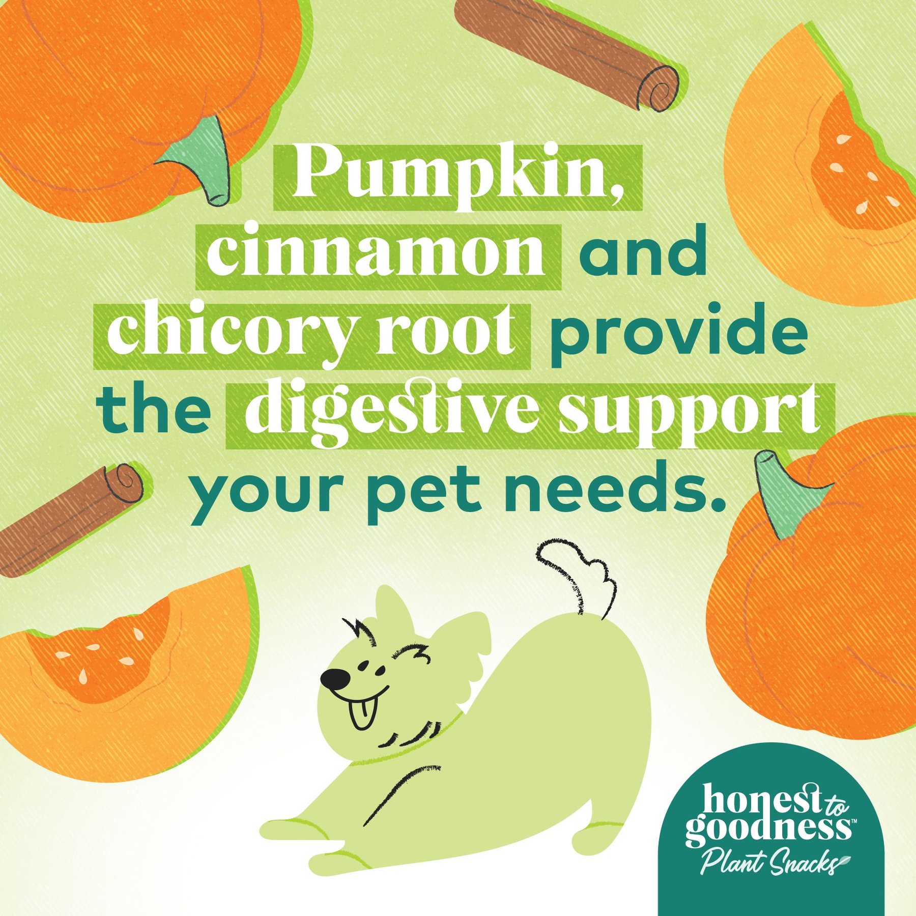 Honest To Goodness Plant Snacks Mellow Belly Pumpkin & Cinnamon Dog Treats, 8-oz bag