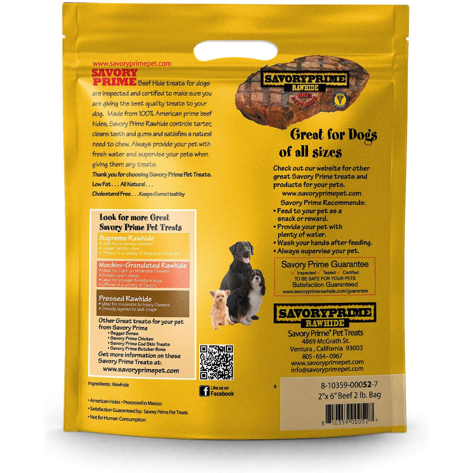 Savory Prime Beef Rawhide Chips Dog Treats