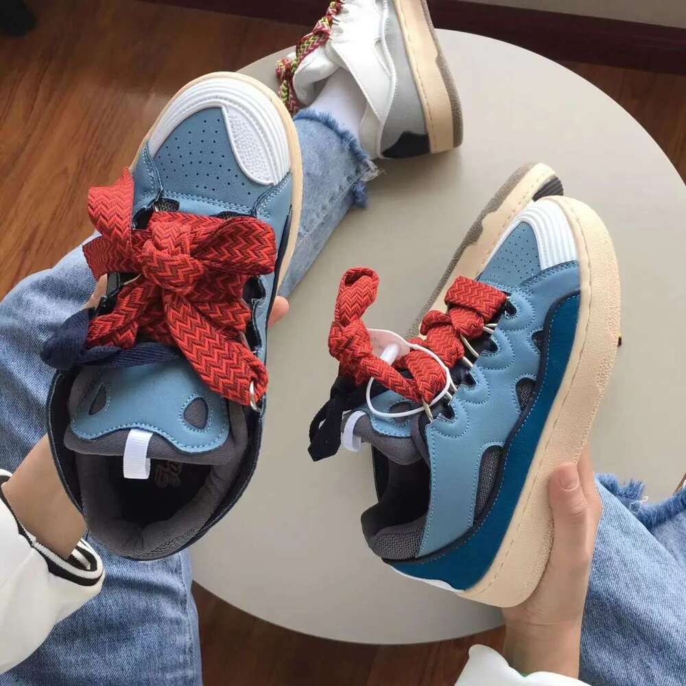 Men's Women's Sports Casual Sneakers Colorful Large Shoelaces Mixed Color Patchwork Daddy Shoes Breathable