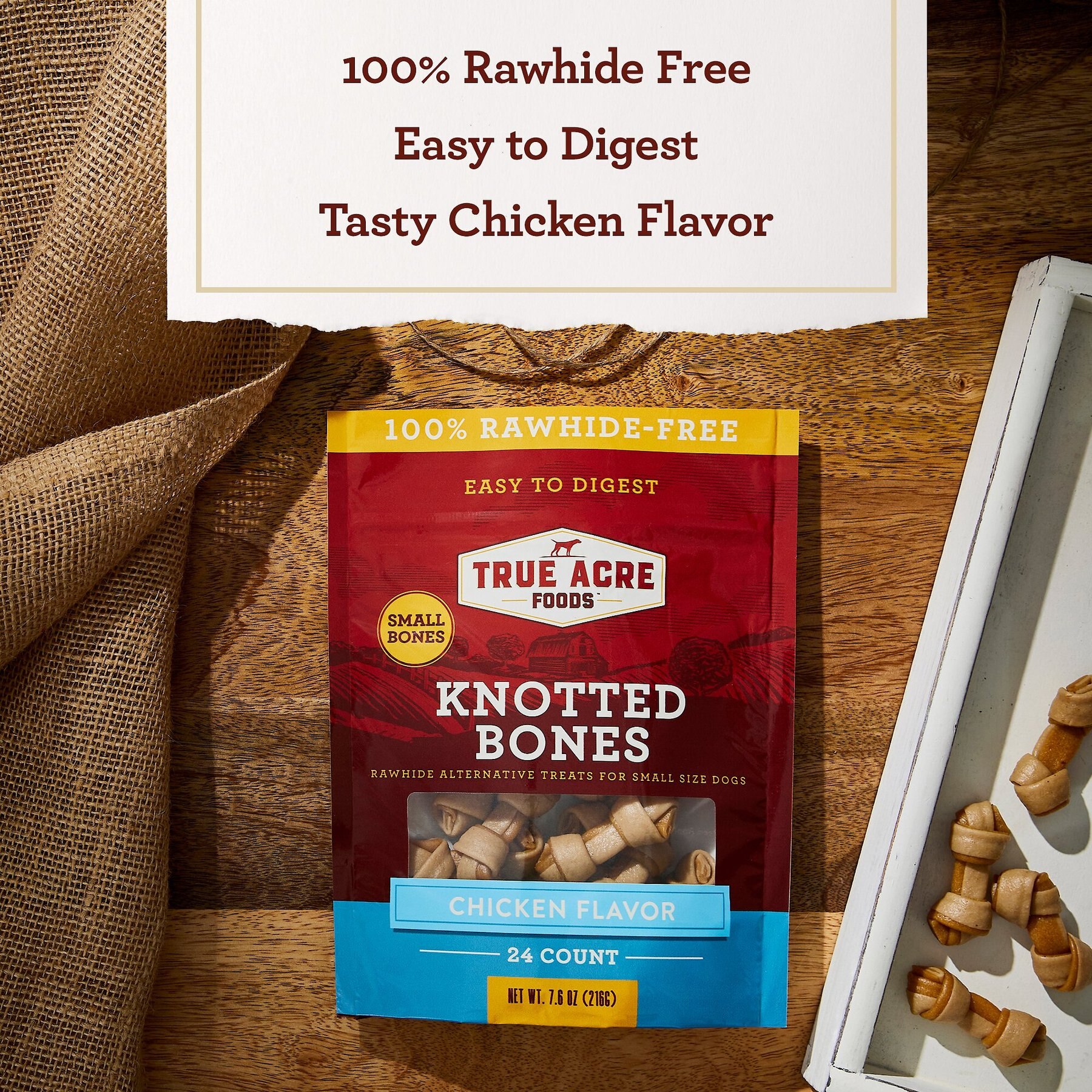 True Acre Foods, Rawhide-Free, Knotted Bones, with Natural Chicken Flavor Dog Treats
