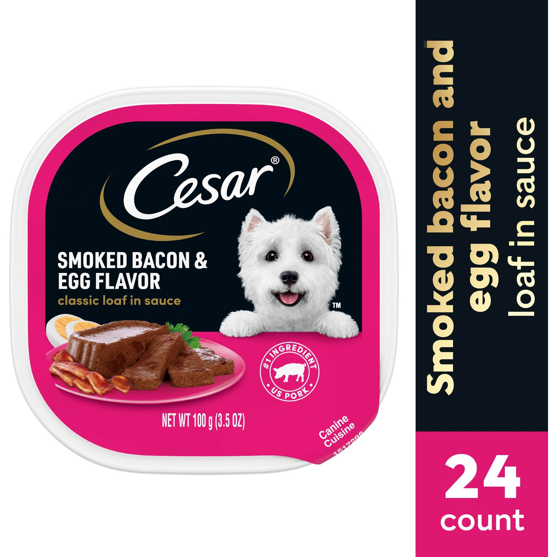 Cesar Classic Loaf in Sauce Smoked Bacon & Egg Flavor Grain-Free Small Breed Adult Wet Dog Food Trays