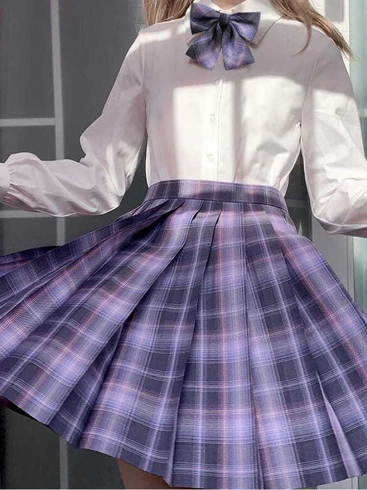 Skirts MEXZT JK Plaid Pleated Skirt Women Japanese Kawaii Bow Mini Skirts Summer Y2K Harajuku Preppy Dance A Line Skirt School Uniforms Y240420