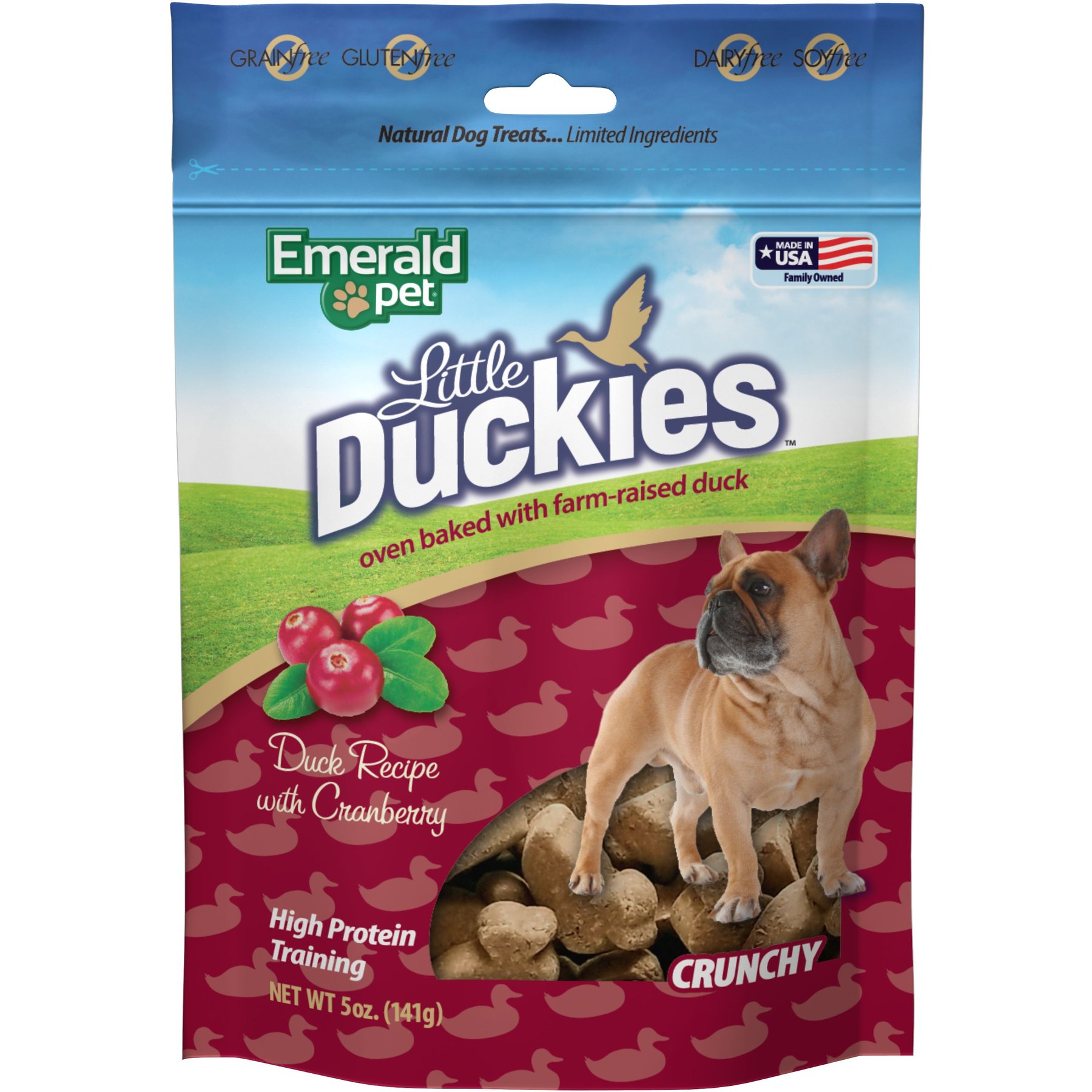 Emerald Pet Grain-Free Little Duckies with Duck & Cranberry Dog Treats