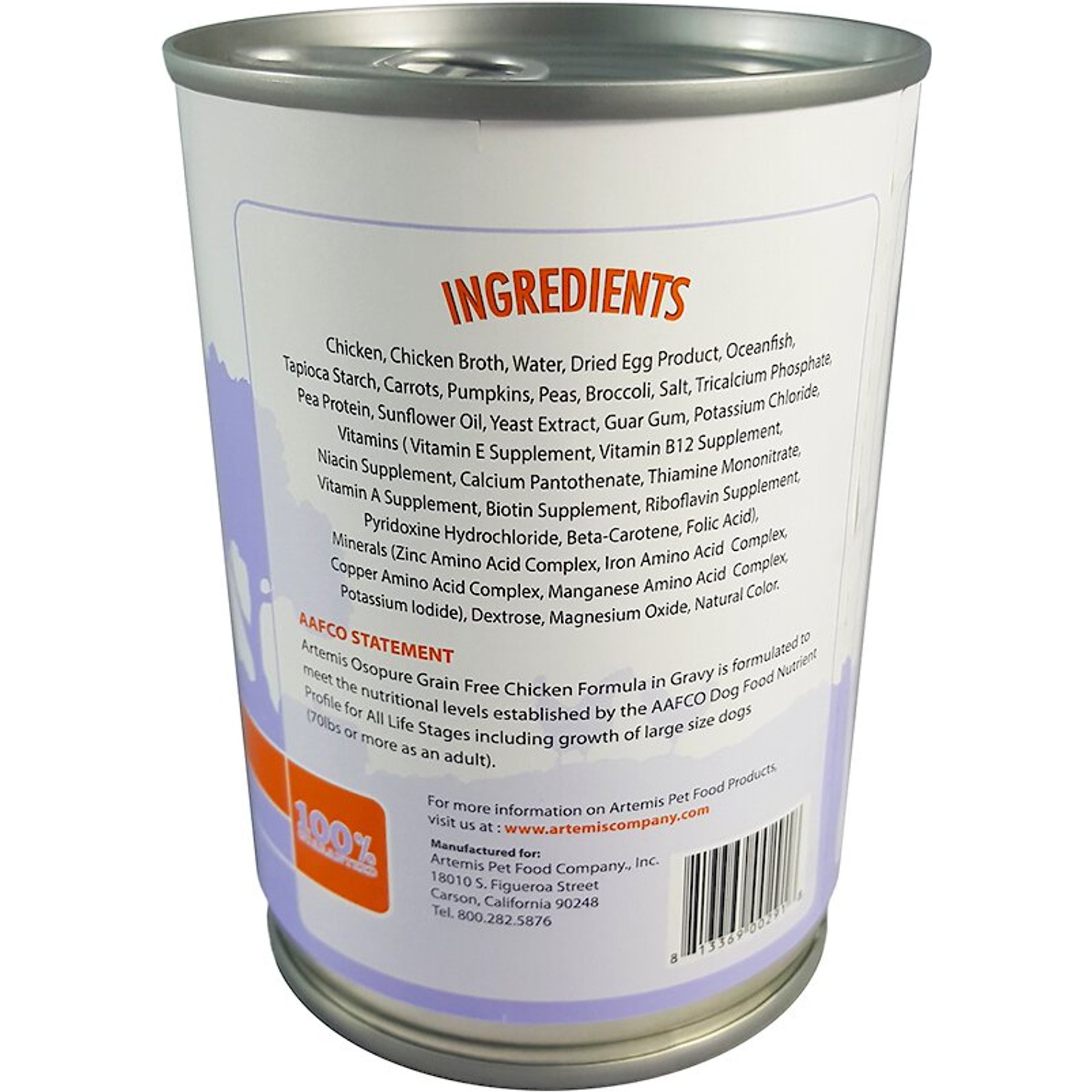 Artemis Osopure Grain-Free Chicken in Gravy Canned Dog Food