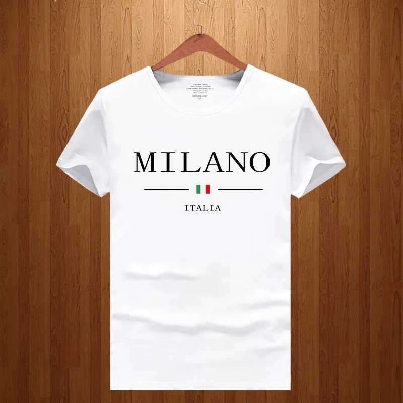 Men's T-Shirts 2024 Men Summer Milano Letters Print T Shirt Man Short Slved T-Shirt Casual Women Ts Y2k Clothing Oversized 100% Cotton Ts Y24
