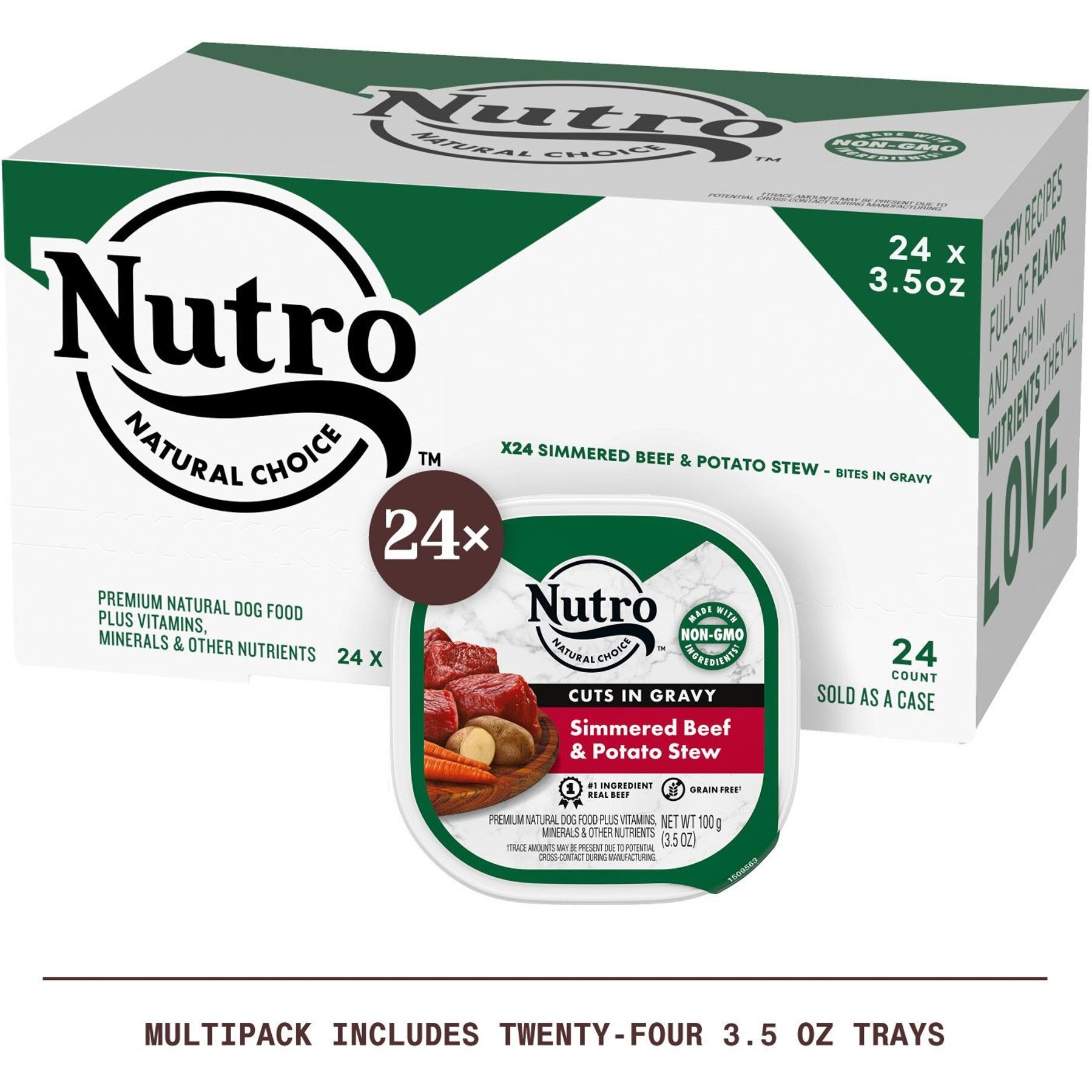 Nutro Grain-Free Simmered Beef & Potato Stew Cuts in Gravy Adult Wet Dog Food Trays