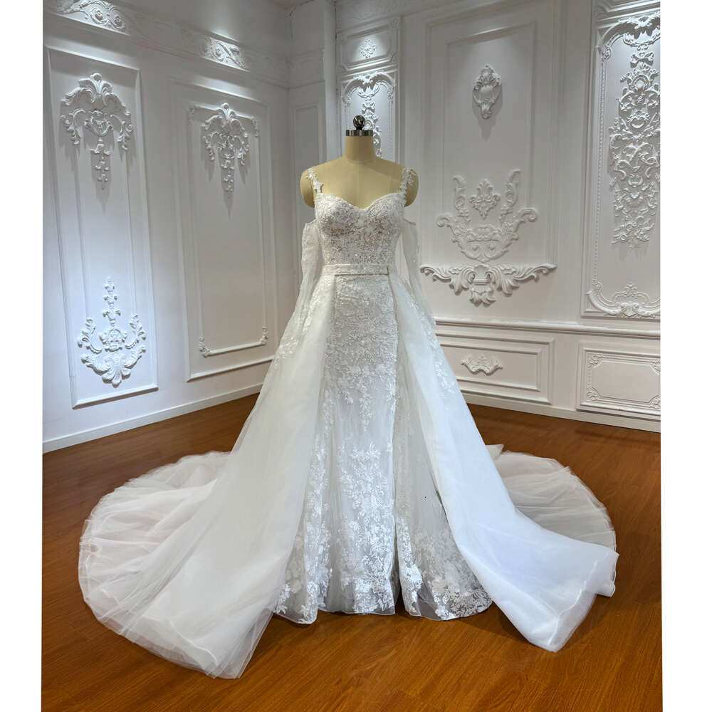 Speghetti Customized Straps With Off The Shoulder Sleeve IN Mermaid Wedding Dress