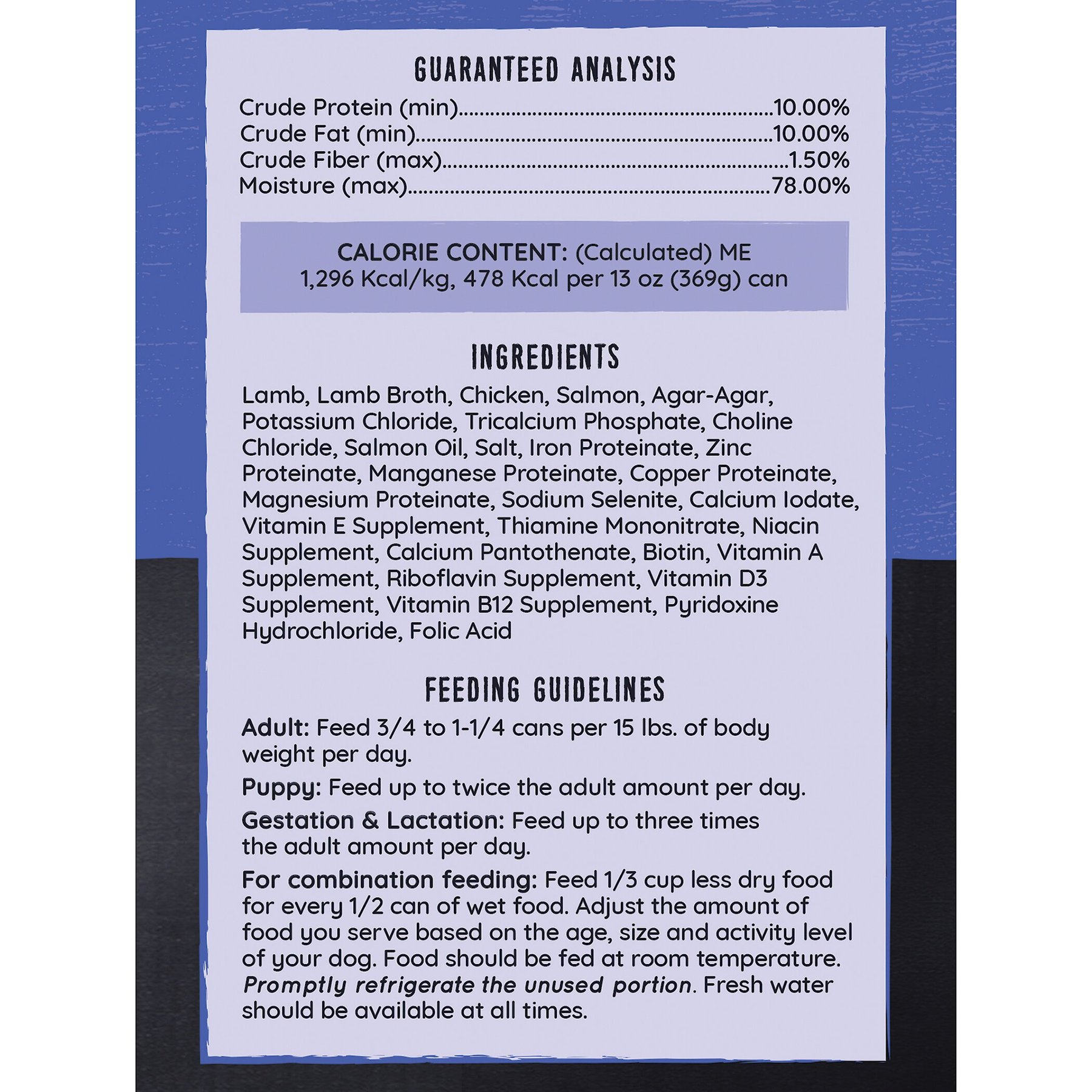 Hound & Gatos 98% Lamb, Chicken & Salmon Grain-Free Canned Dog Food