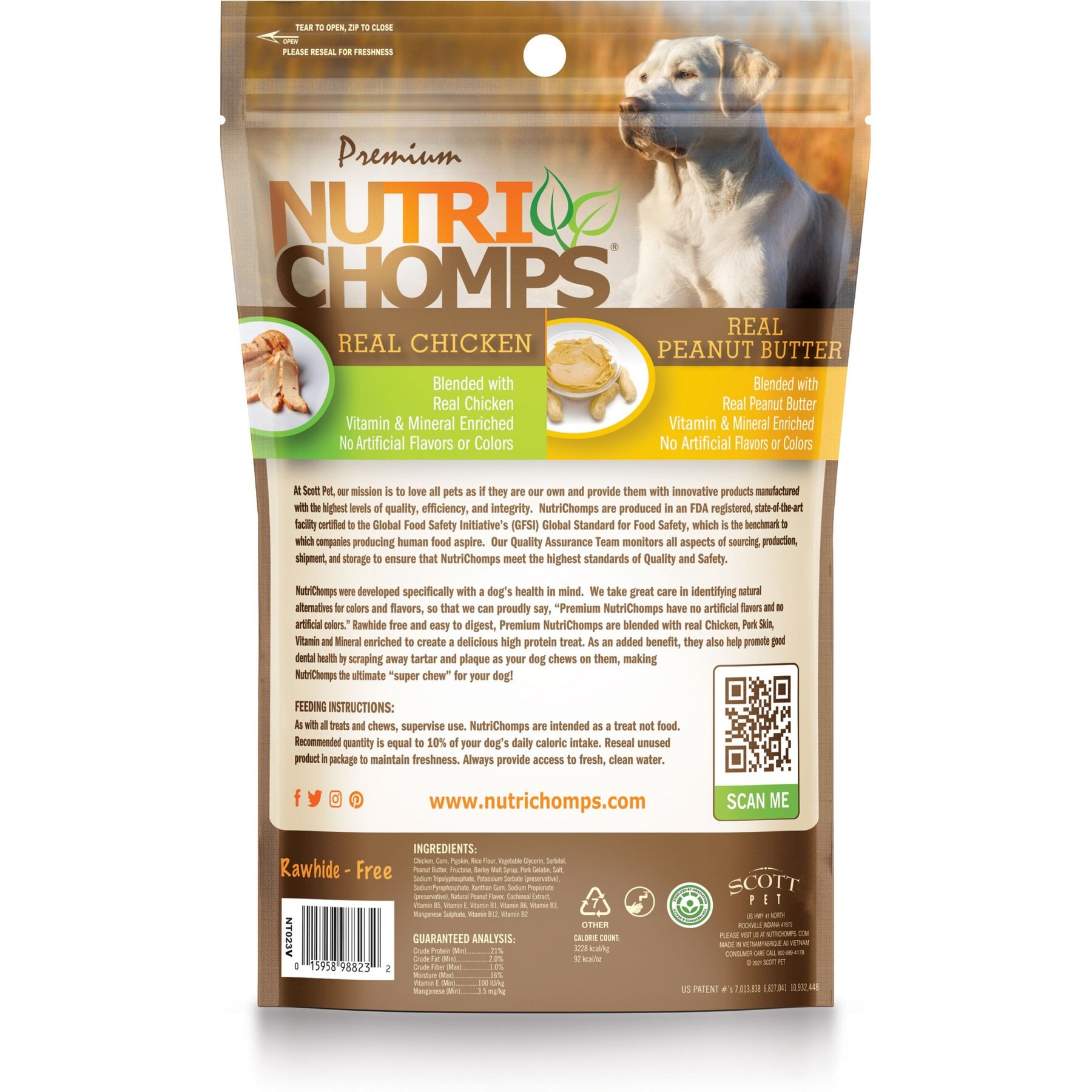 Nutri Chomps 6" Peanut Butter Flavor Braid Dog Treats