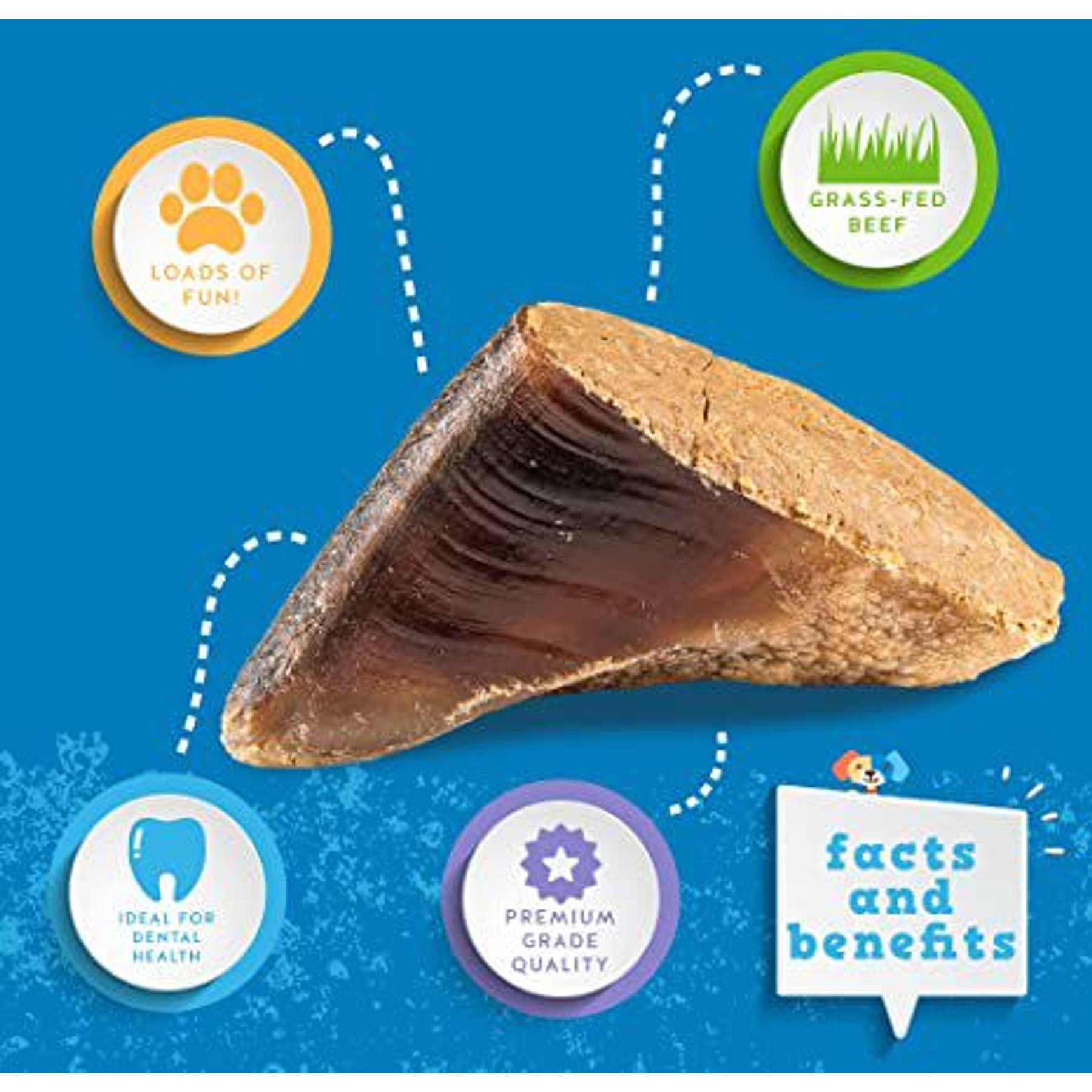 Jack & Pup Stuffed Cow Hooves Filled with Peanut Butter Flavor Dog Treats, 2 pack