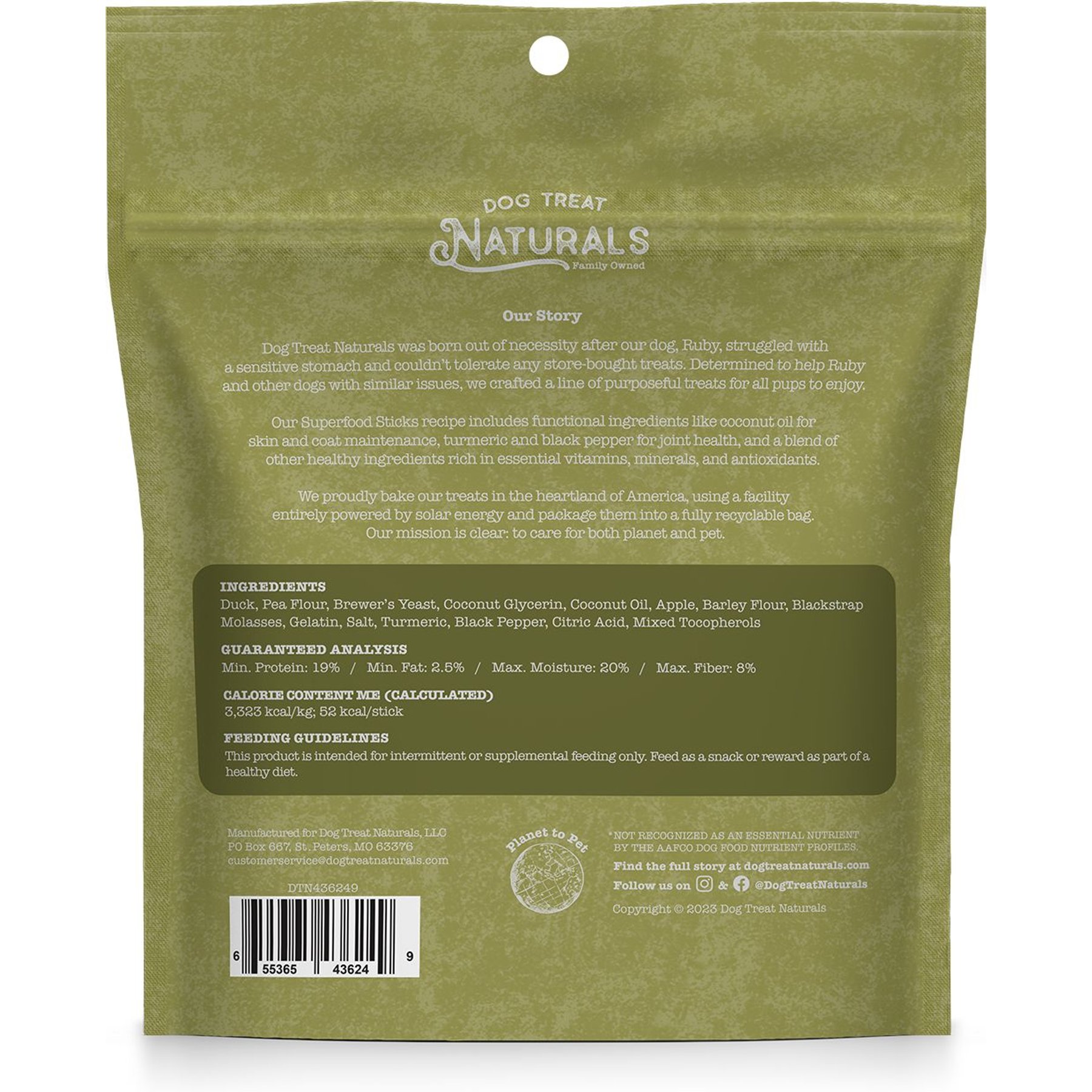 Dog Treat Naturals Duck & Apple Superfood Fresh All Stages Natural Chew Stick Dog Treats, 10-oz bag
