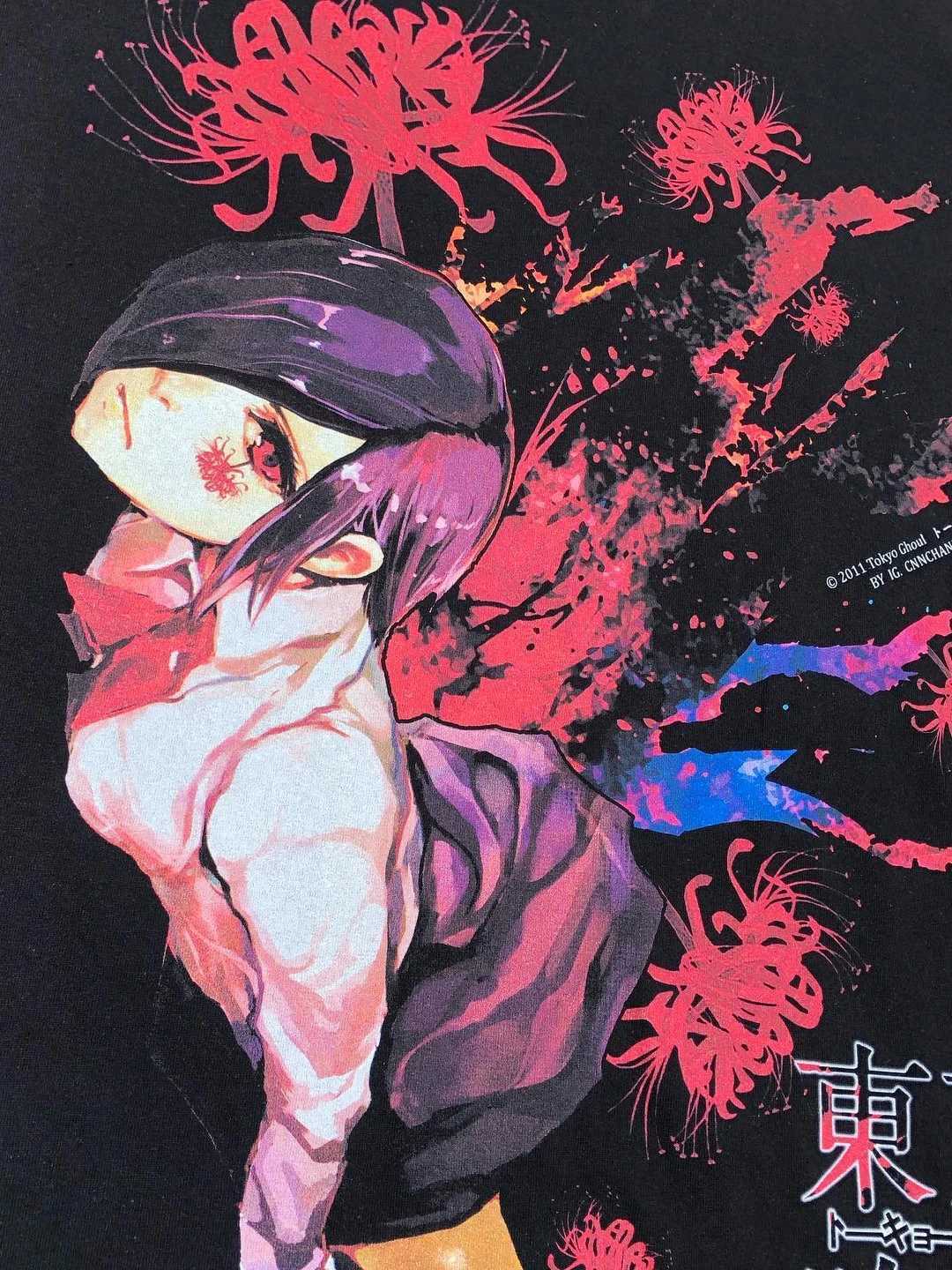 Men's T-Shirts Anime T Shirt Tokyo Ghoul Spider Lily T-shirt Men Oversized Cotton Casual Shirt Graphic Print T-shirts Strtwear Y2k T Top Y240420