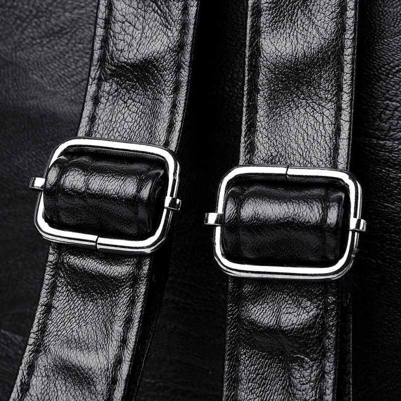 Backpack Wen Backpack High Quality Soft Leather Fem Vintage Bag School Bags Travel Bagpack Ladies Large Capacity Bookbag Rucksack Z241121