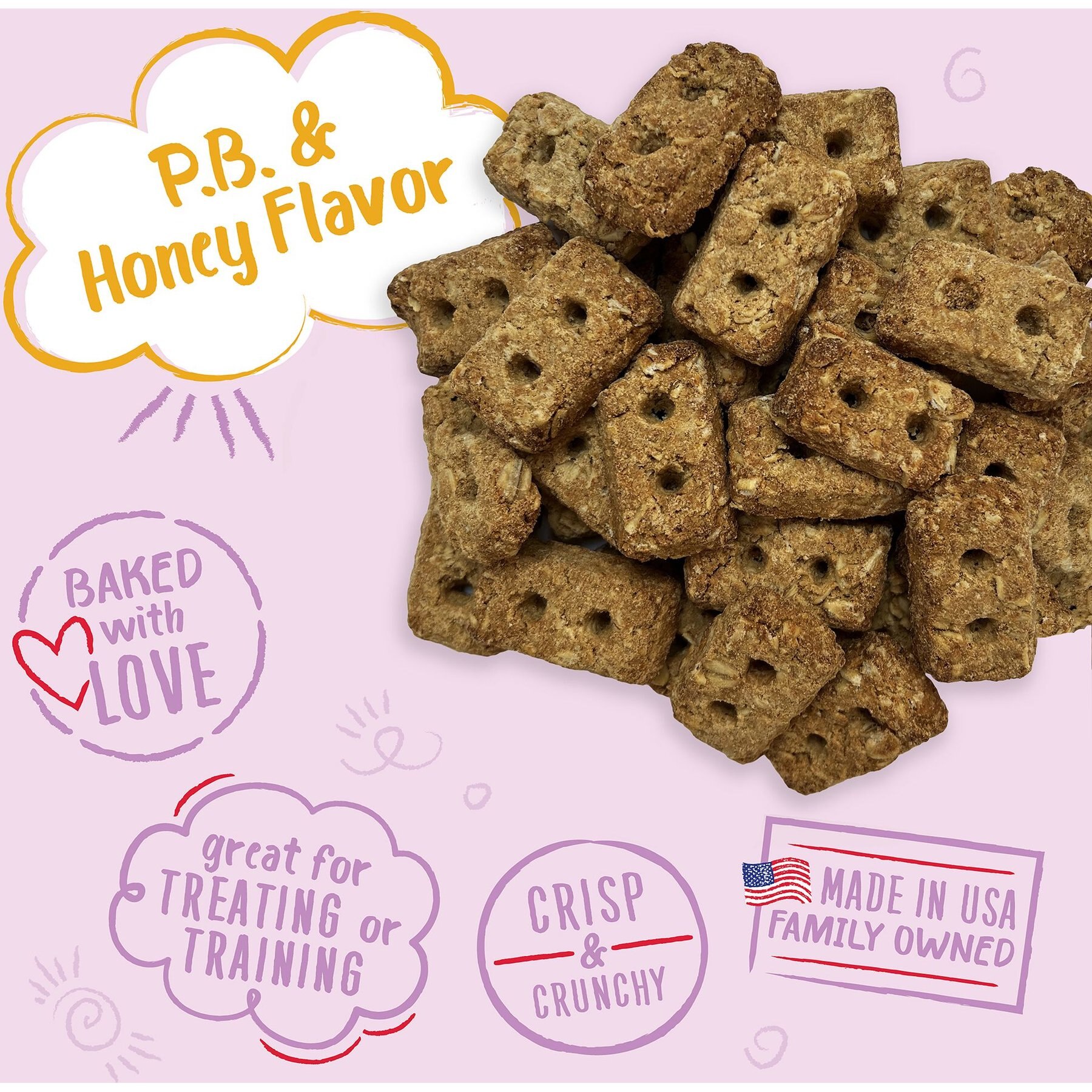 Charlee Bear Bearnola Bites Peanut Butter & Honey Flavor Dog Treats, 8-oz bag