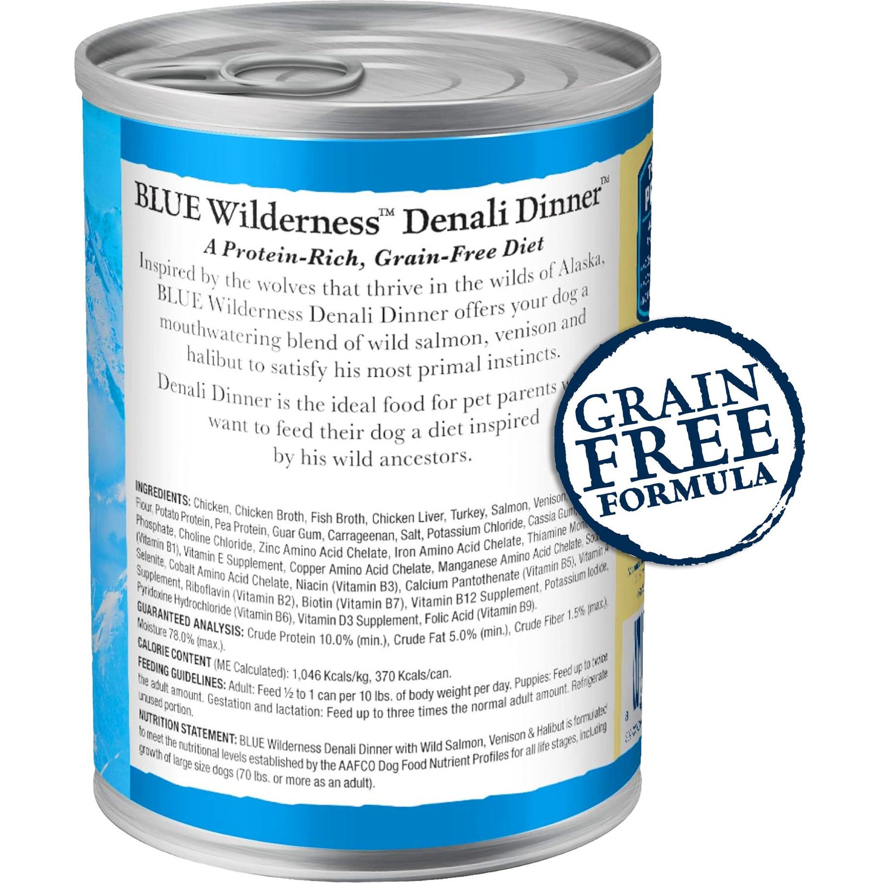 Blue Buffalo Wilderness Denali Dinner High-Protein & Grain-Free Wild Salmon, Venison & Halibut Wet Dog Food