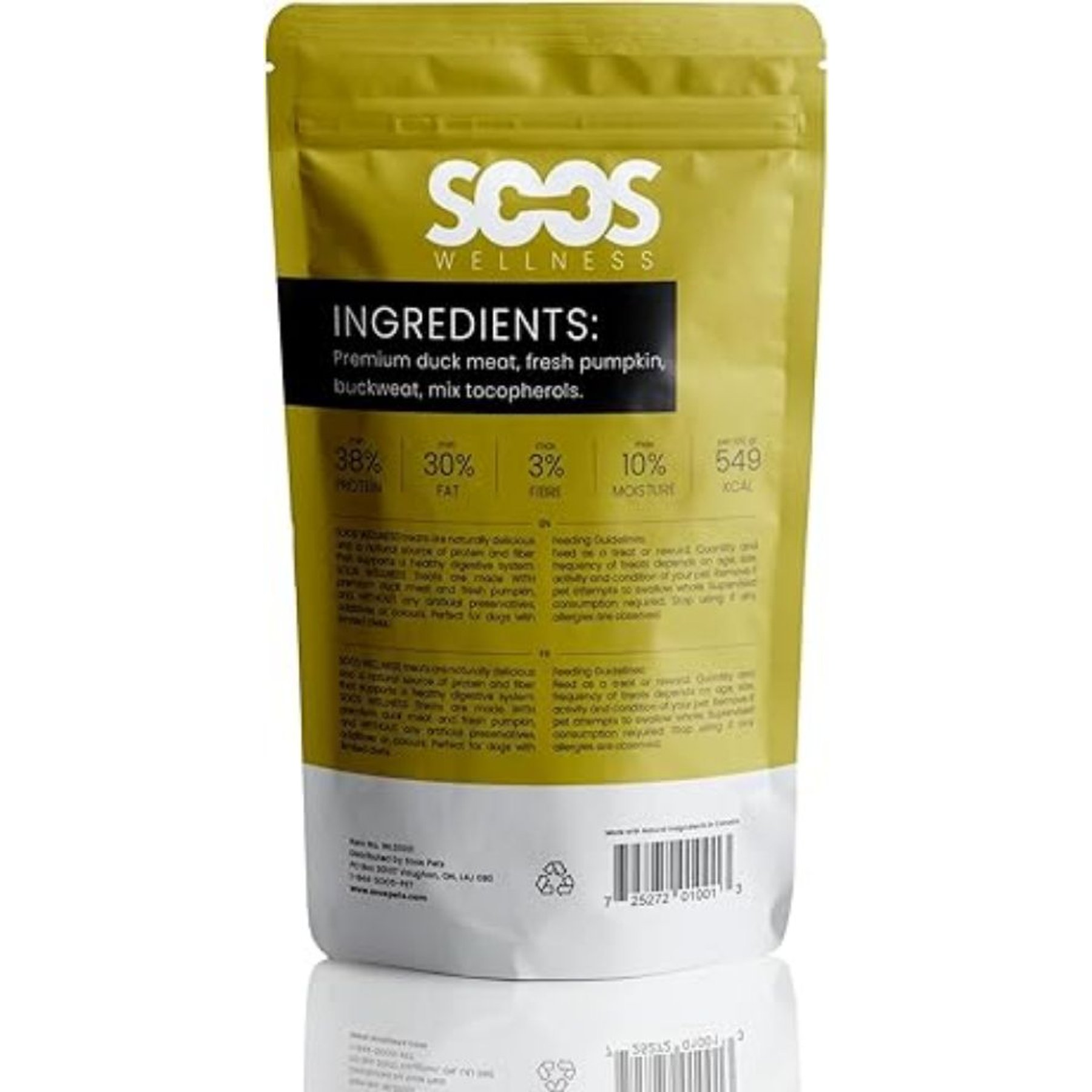 Soos Wellness Duck & Pumpkin Jerky Dog Treats, 4-oz bag