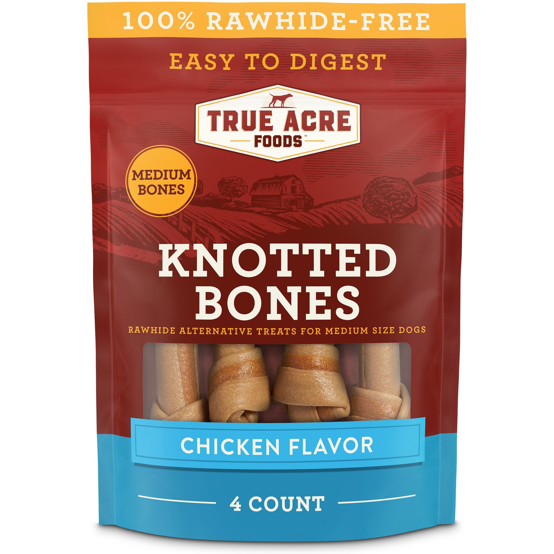 True Acre Foods, Rawhide-Free, Knotted Bones, with Natural Chicken Flavor Dog Treats