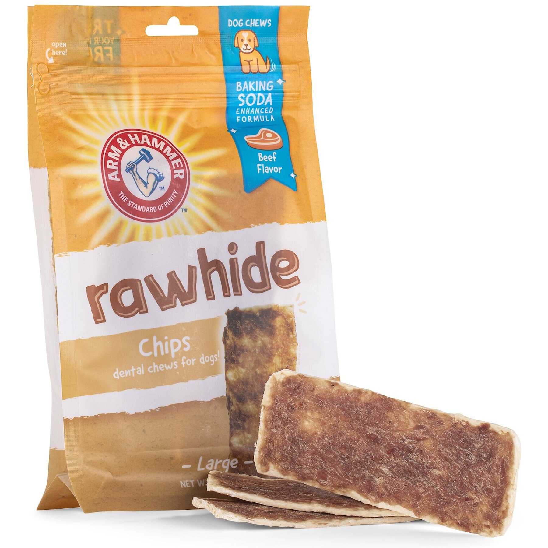 Arm & Hammer Products Large Beef Coated Rawhide Chips, 6-oz bag