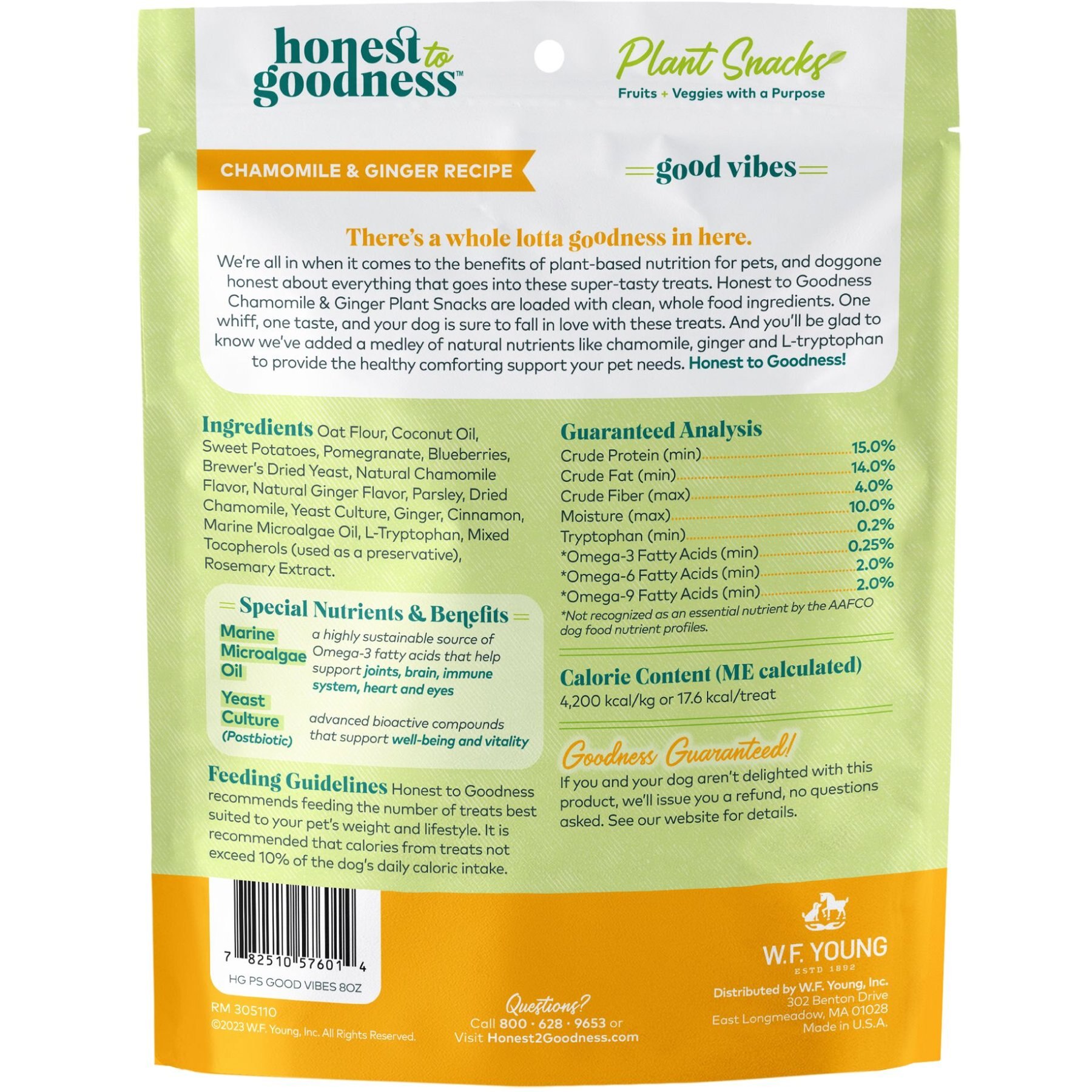 Honest To Goodness Plant Snacks Good Vibes Chamomile & Ginger Dog Treats, 8-oz bag