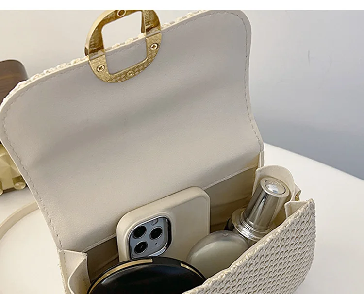 Lock Fashion Summer Crossbody Bags Casual TLXT Travel Beach Shoulder Flap Women's Handbags Straw Bag Designer