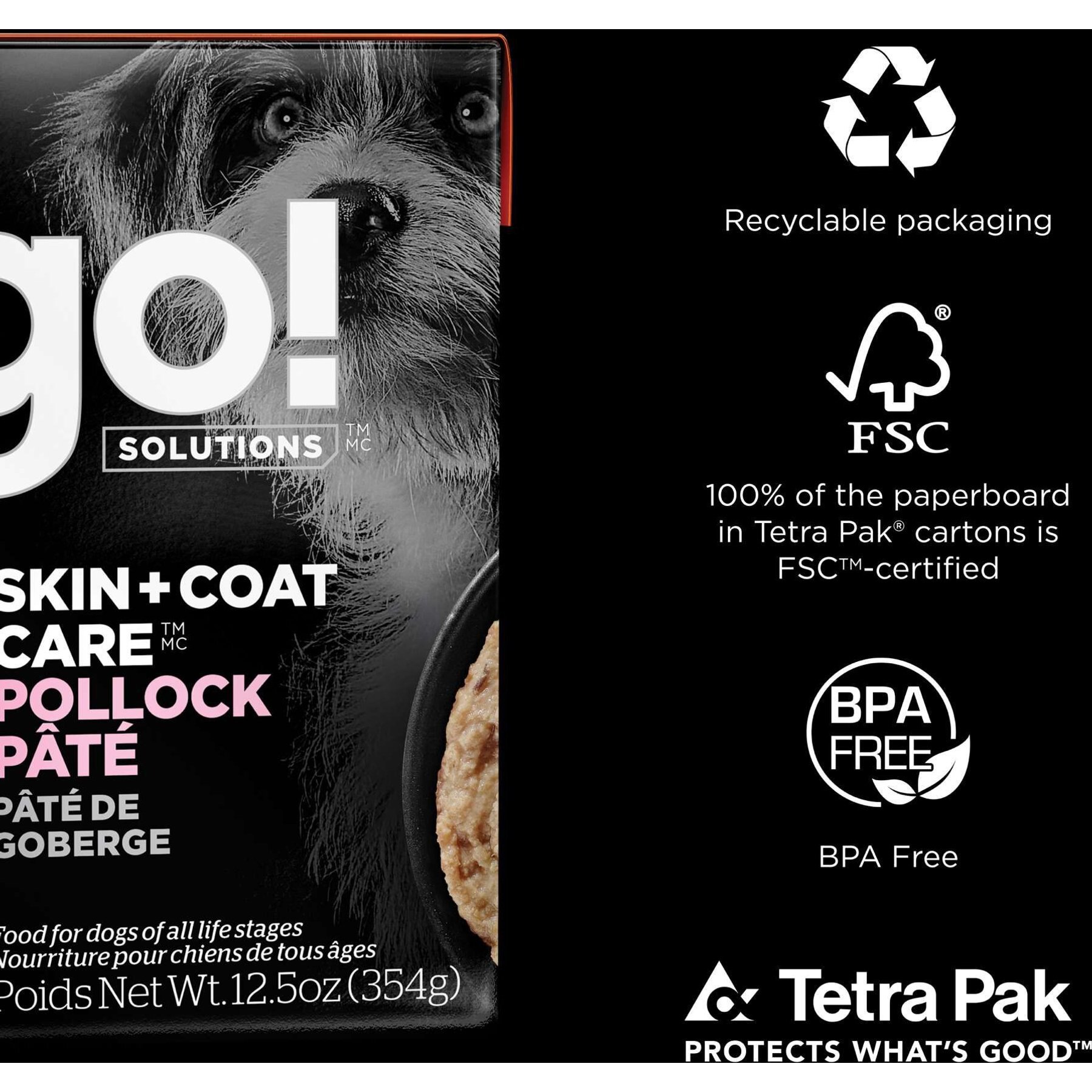 Go! Solutions Skin + Coat Care Pollock Pate Dog Food