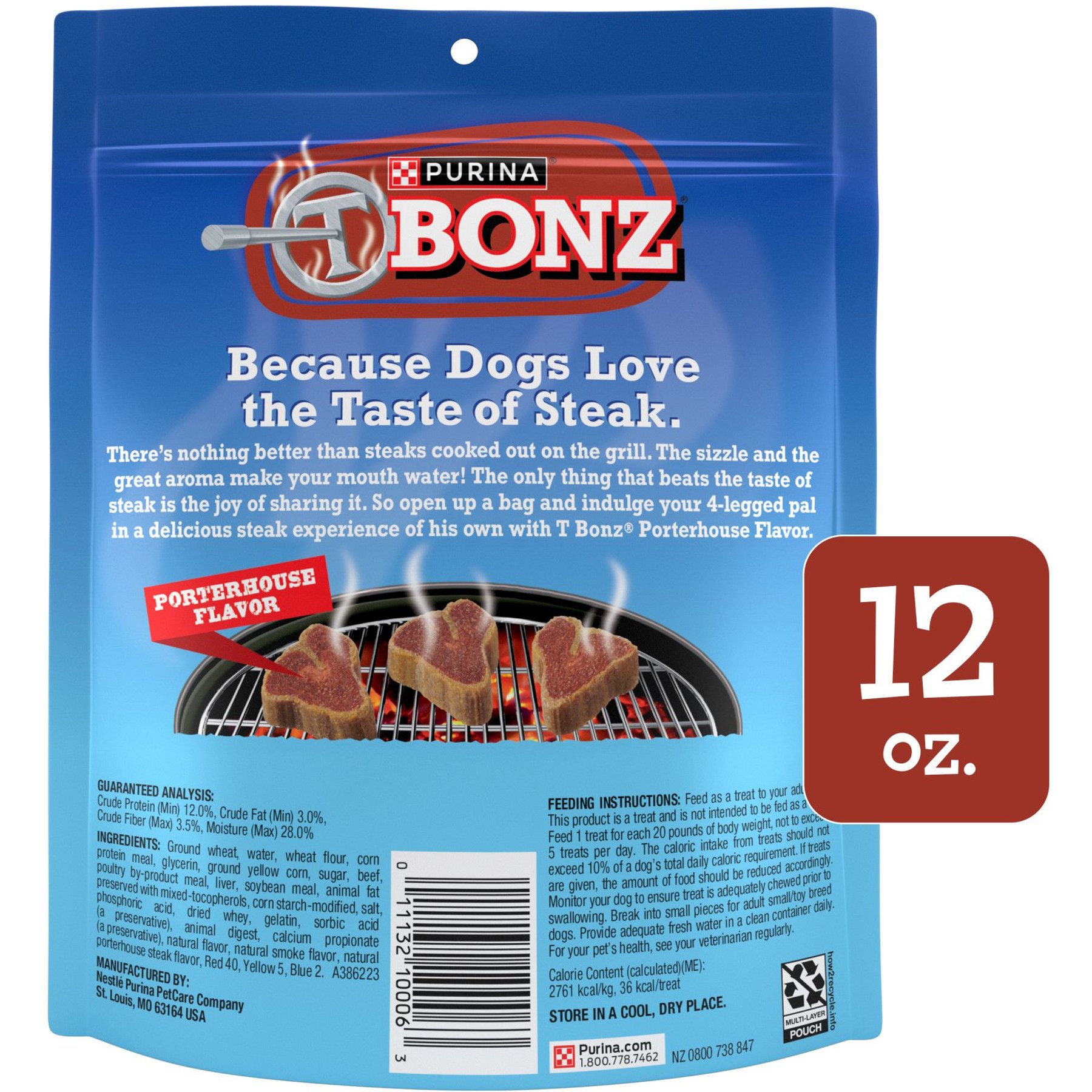 Purina TBONZ Porterhouse Beef Flavor Steak Shaped Adult Soft & Chewy Dog Treats