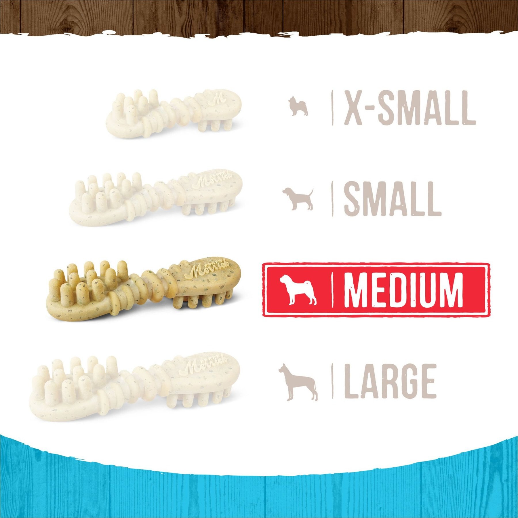 Merrick Fresh Kisses Double-Brush Mint Breath Strip Infused Medium Dental Dog Treats