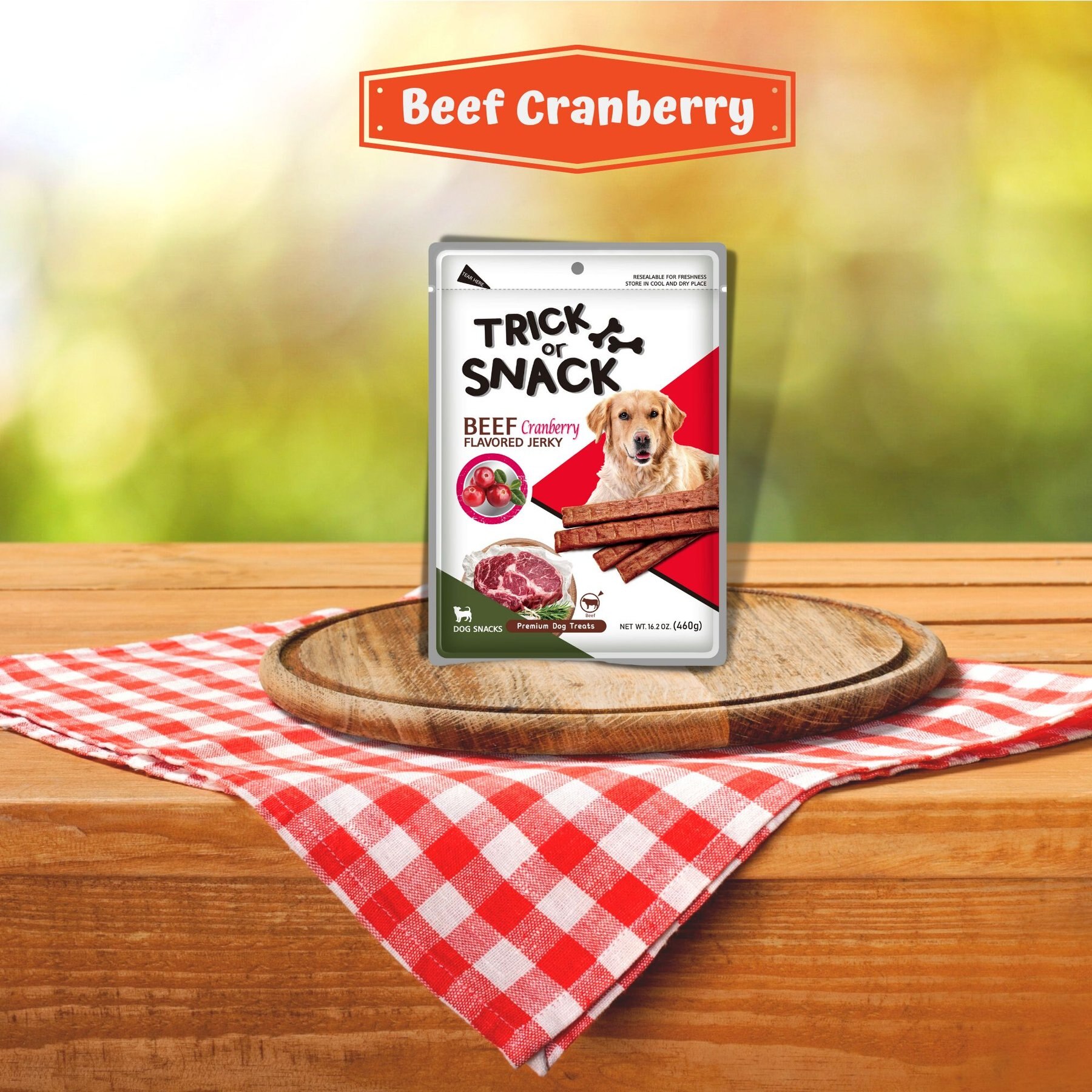 Trick or Snack Beef & Cranberry Flavored Jerky Dog Treats, 1-lb bag